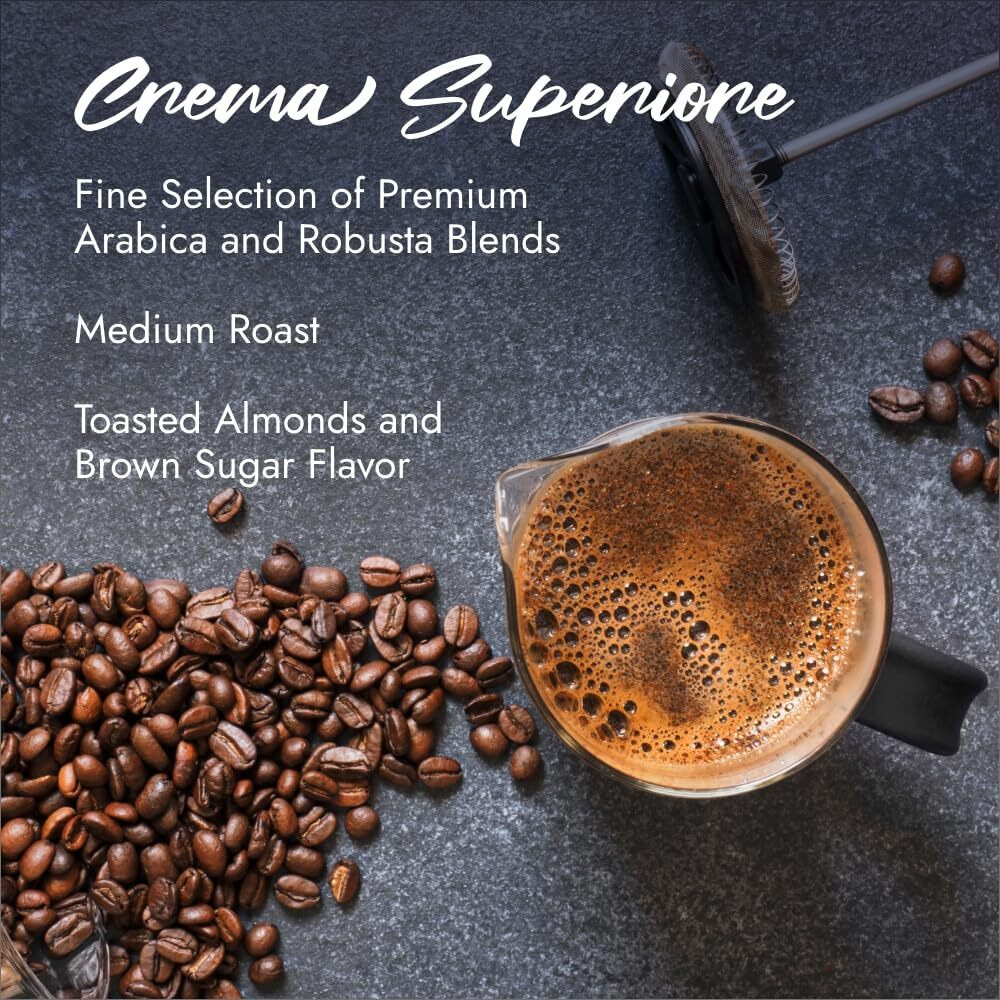 Caff Borbone Medium Roast Whole Bean Coffee - Crema Superiore - Premium Selection Of Arabica And Robusta Coffee Beans With Toasted Almond And Brown Sugar Flavors - 2.2 Pound (Pack Of 1)