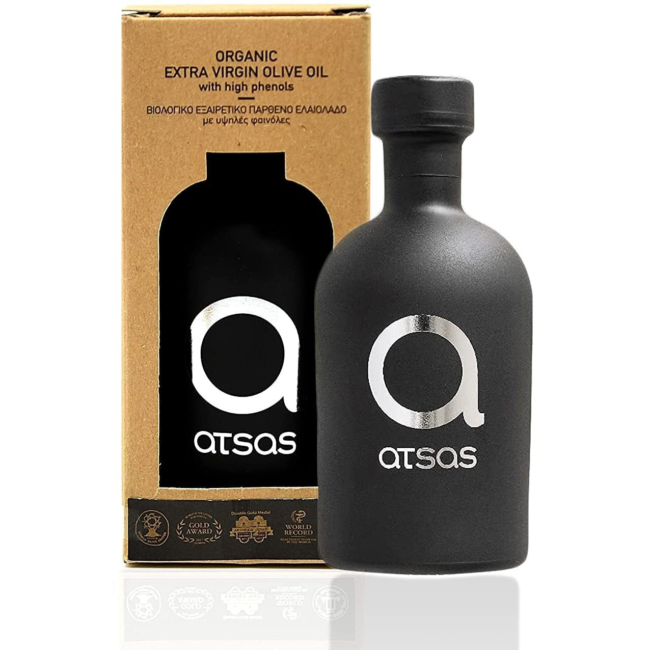 Atsas Extra Virgin Organic Olive Oil - Rich In Phenolic Content - Cyprus Cold Pressed Evoo - Multiple Health Award Winner - New Harvest -250 Ml