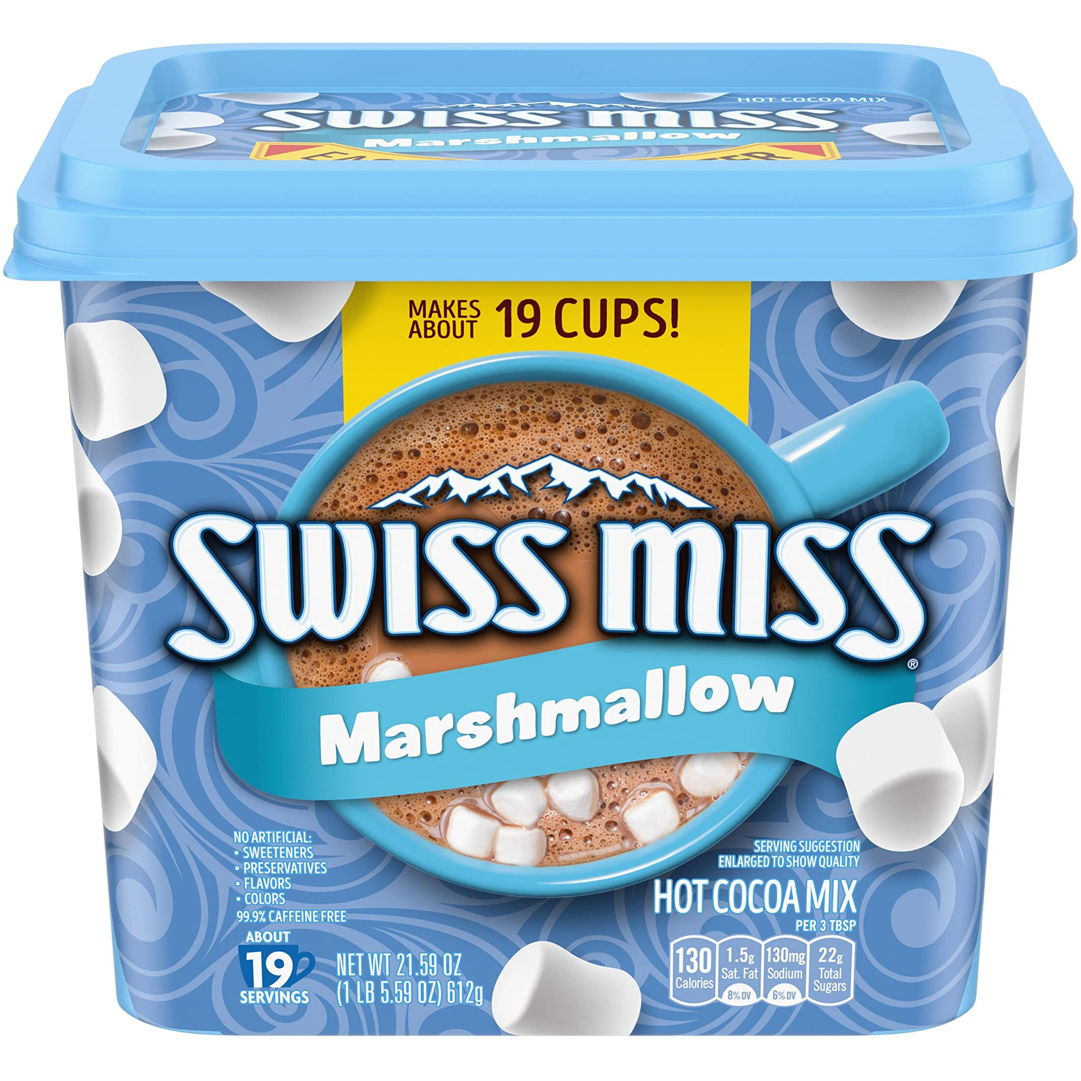 Swiss Miss Hot Cocoa Drink Mix, Milk Chocolate With Marshmallows, 21.59 Oz Easy-Grip Canister