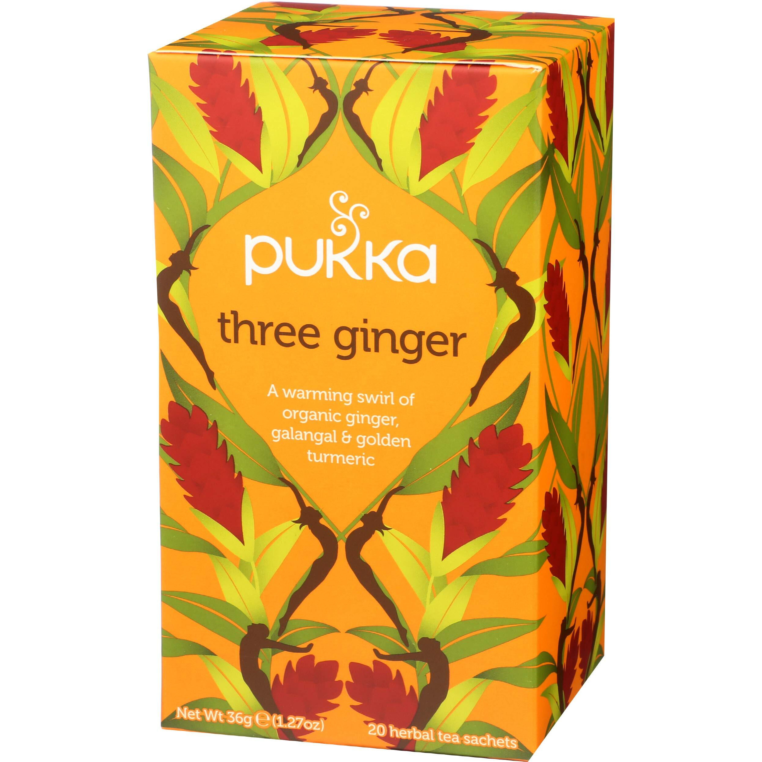 Pukka Organic Herbal Tea Ginger Herbal Teas Three Ginger Tea With Galangal & Turmeric 20 Tea Bags