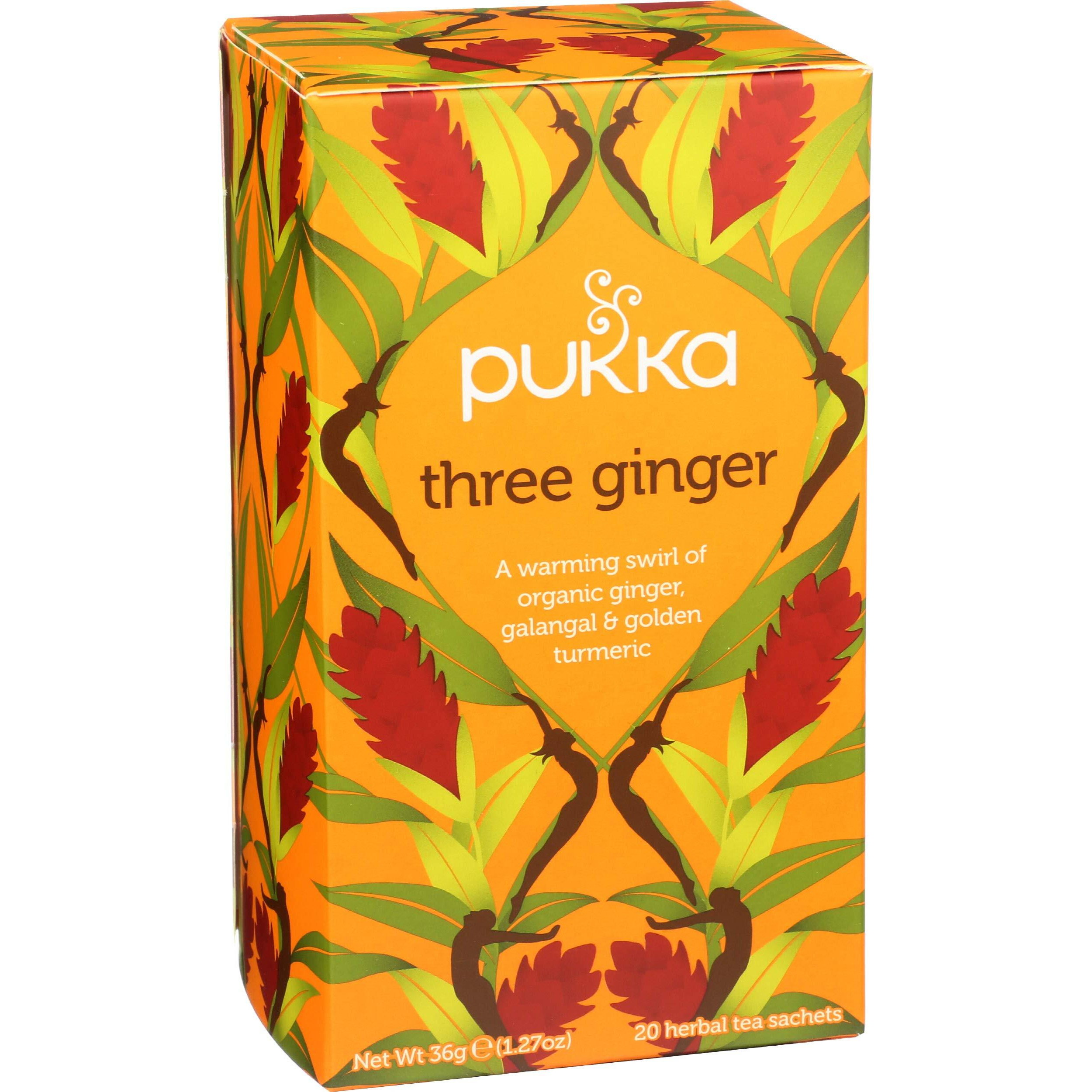 Pukka Organic Herbal Tea Ginger Herbal Teas Three Ginger Tea With Galangal & Turmeric 20 Tea Bags