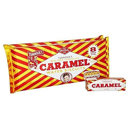 Tunnock's Milk Chocolate Caramel Wafers 8 X 30G (Pack Of 2)