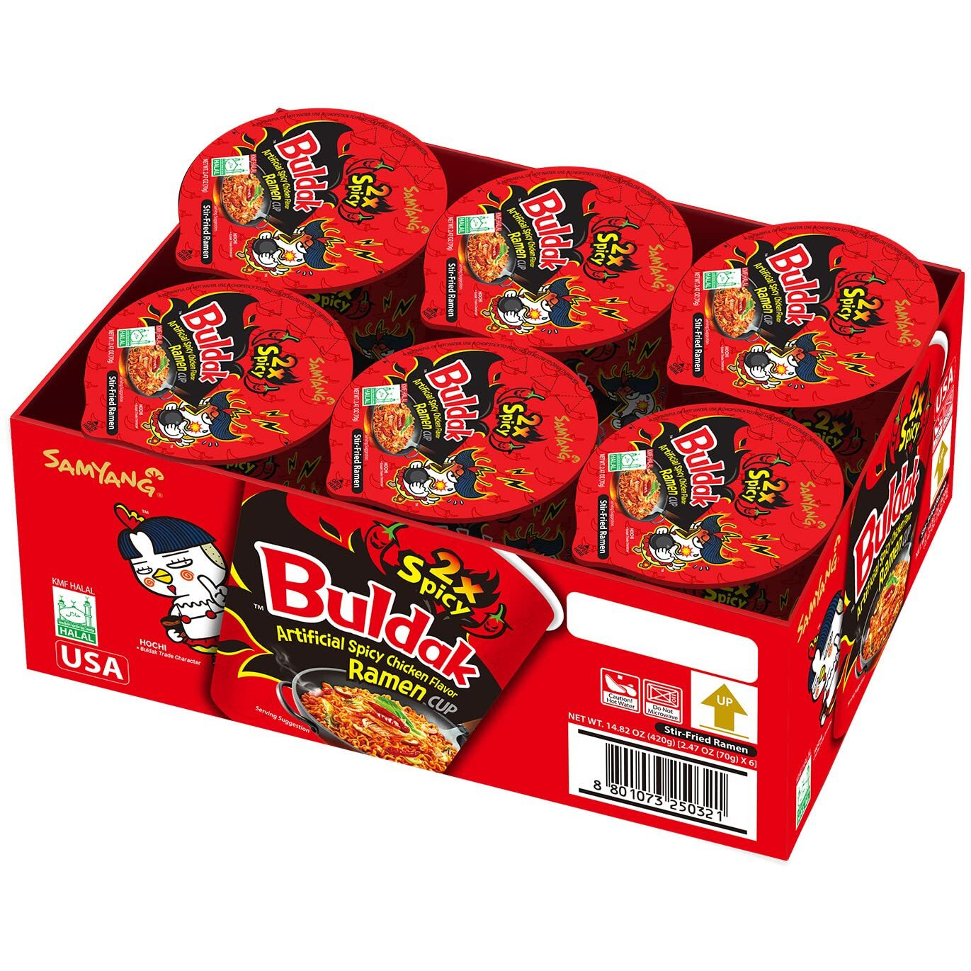 Samyang 2X Buldak Spicy Hot Chicken Stir Fried Cup Noodles (Pack Of 6)