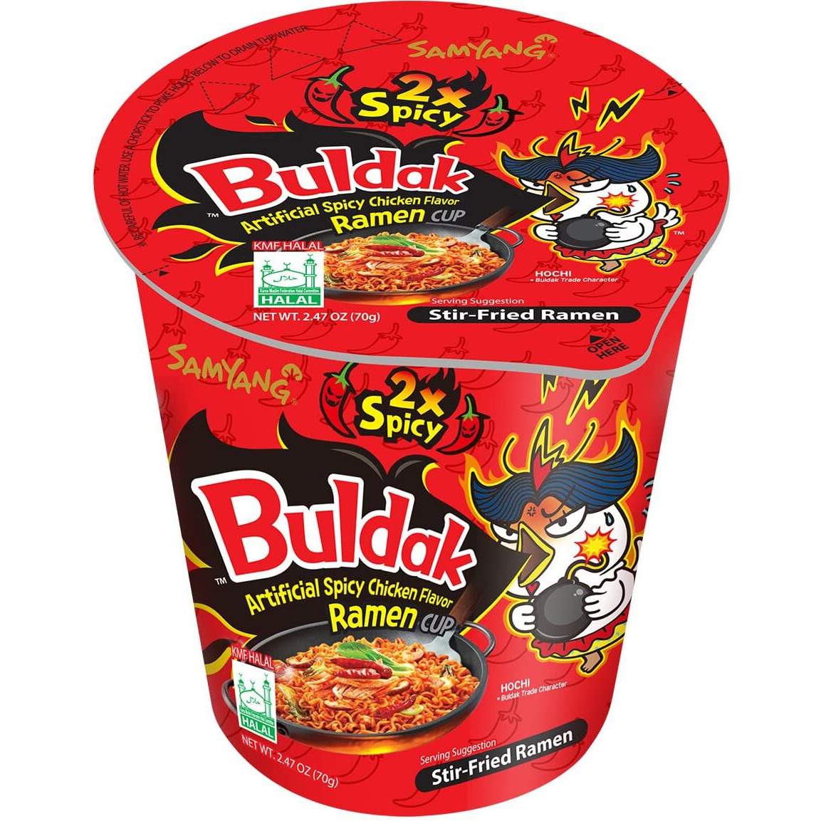 Samyang 2X Buldak Spicy Hot Chicken Stir Fried Cup Noodles (Pack Of 6)