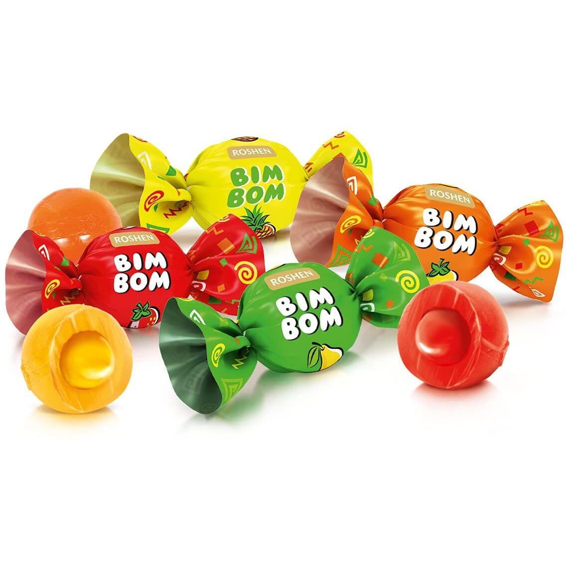 Roshen Bim Bom Hard Candy With Fruit Flavor Filling Kosher And Halal, Delicious, Flavorful Hard Sweets Bulk Candy 1Kg/2.2Lbs