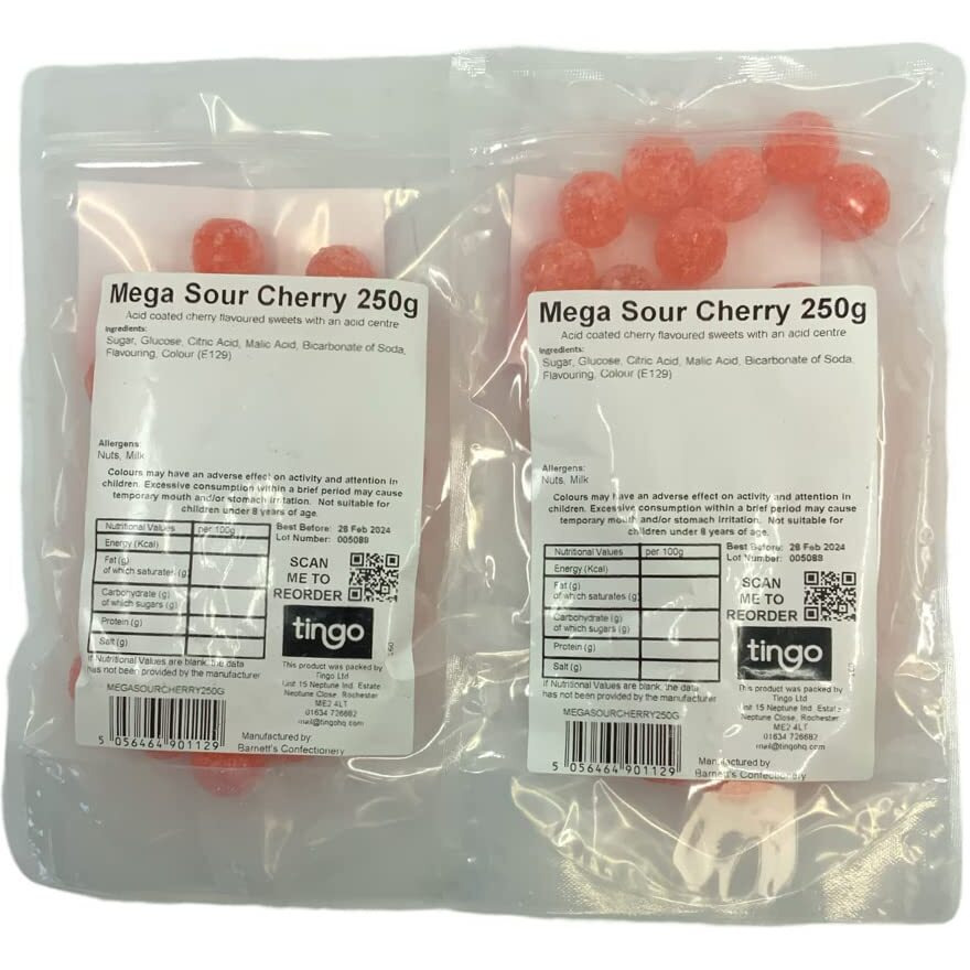 Barnett's Mega Sour Cherry Bon Bons 500G