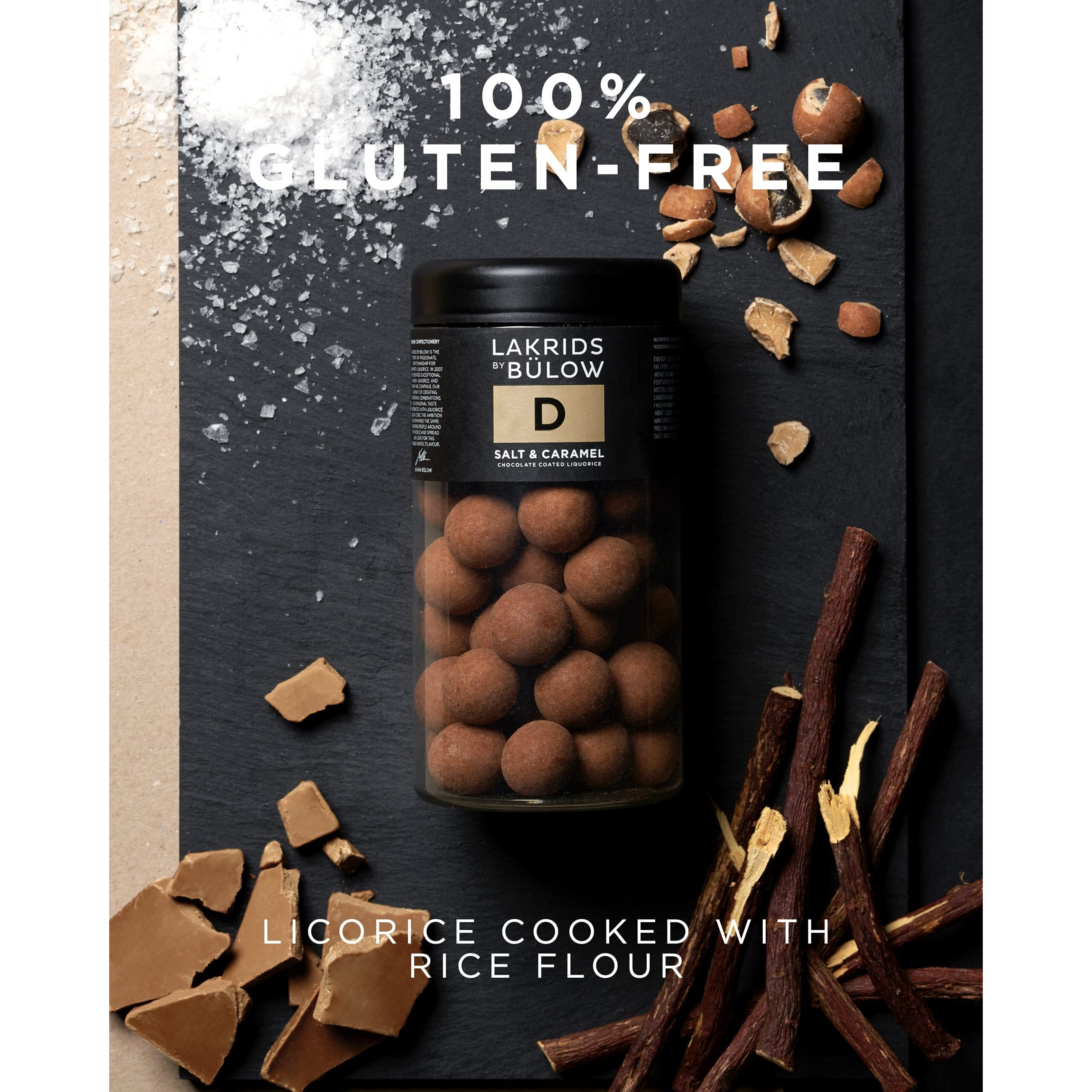 Lakrids By Blow - D - Salt & Caramel - 10.41 Oz - Chocolate Coated Gourmet Licorice - Authentic Scandinavian Candy Produced In Denmark