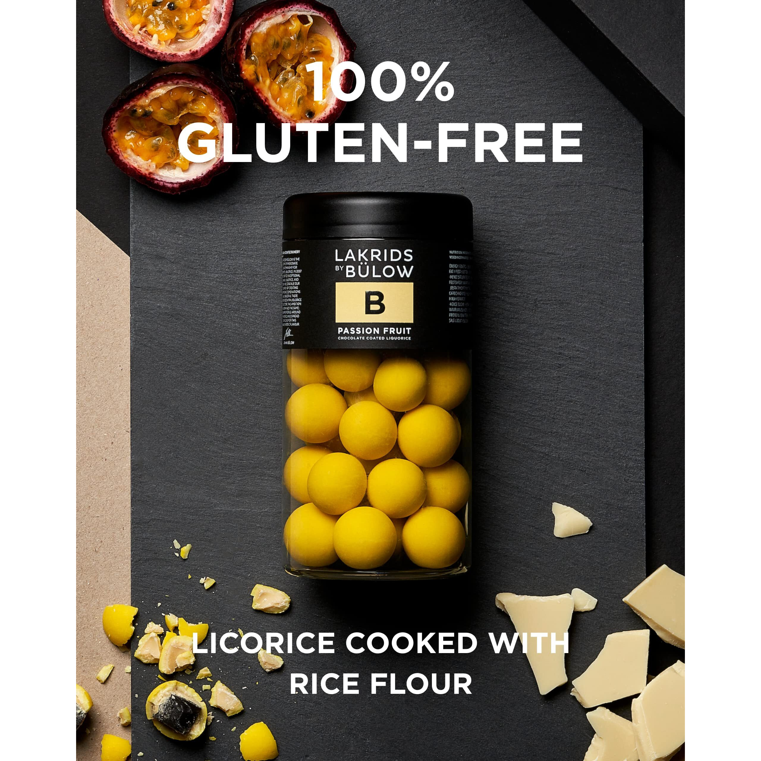 Lakrids By Blow - B - Passion Fruit - 10.41 Oz - Chocolate Coated Gourmet Licorice - Authentic Scandinavian Candy Produced In Denmark