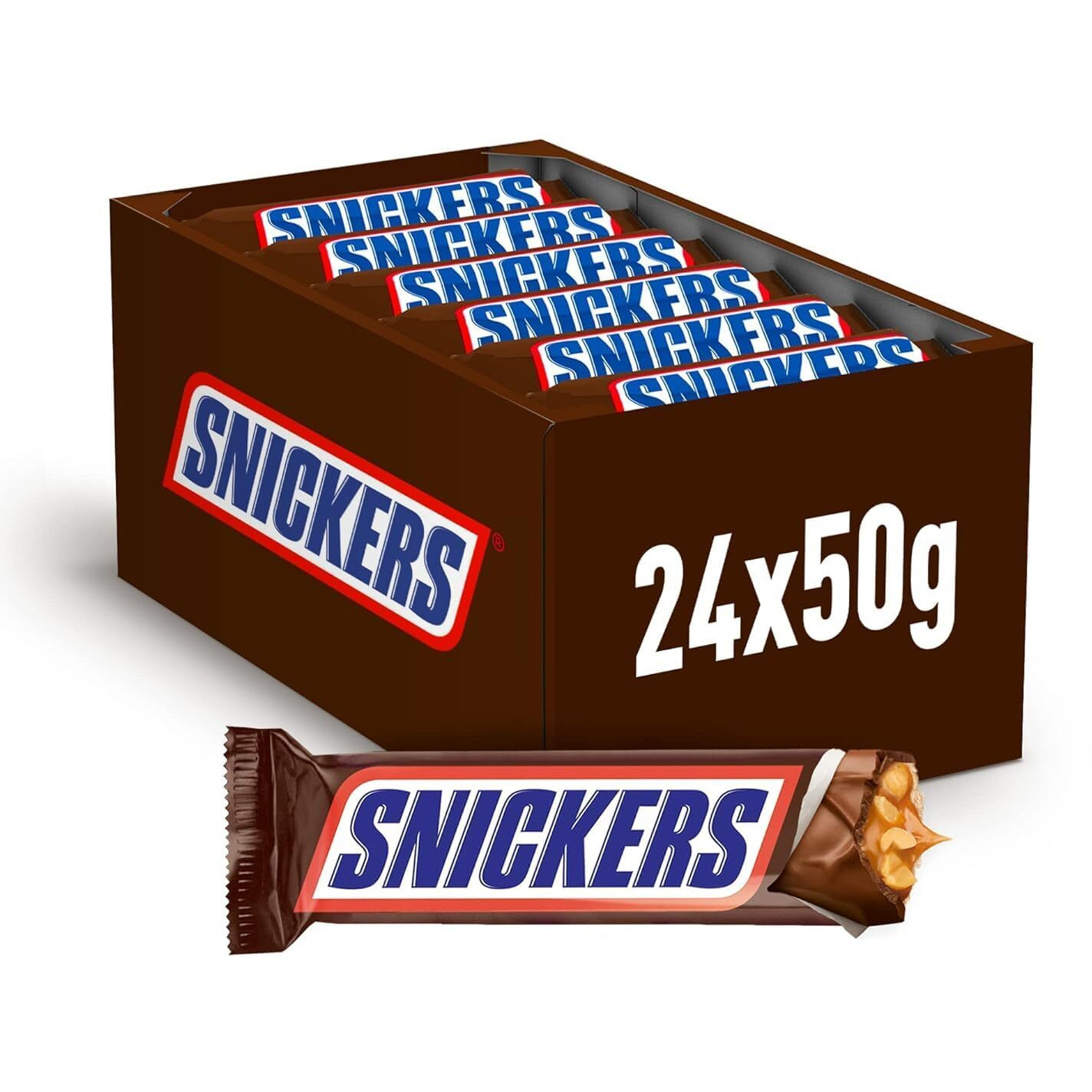 Snickers Bar With Caramel And Roasted Peanuts Chocolate Covered, 24 Bars X50G (1200G)