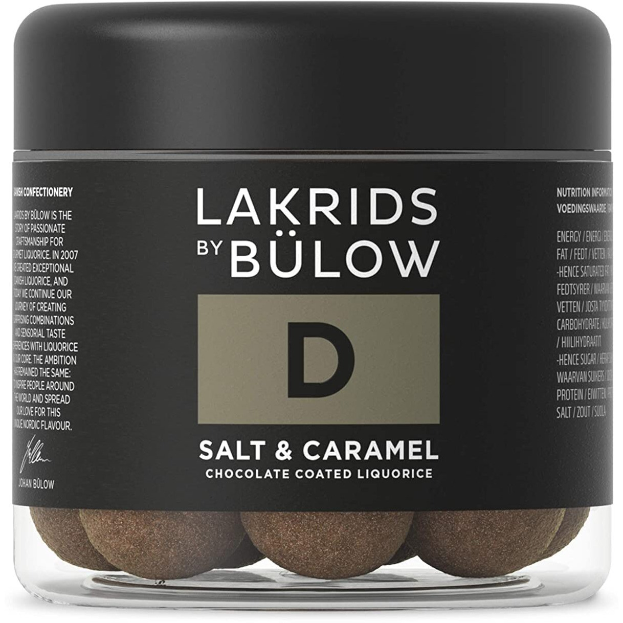Lakrids By Blow - D - Salt & Caramel - 4.41 Oz - Chocolate Coated Gourmet Licorice - Authentic Scandinavian Candy Produced In Denmark