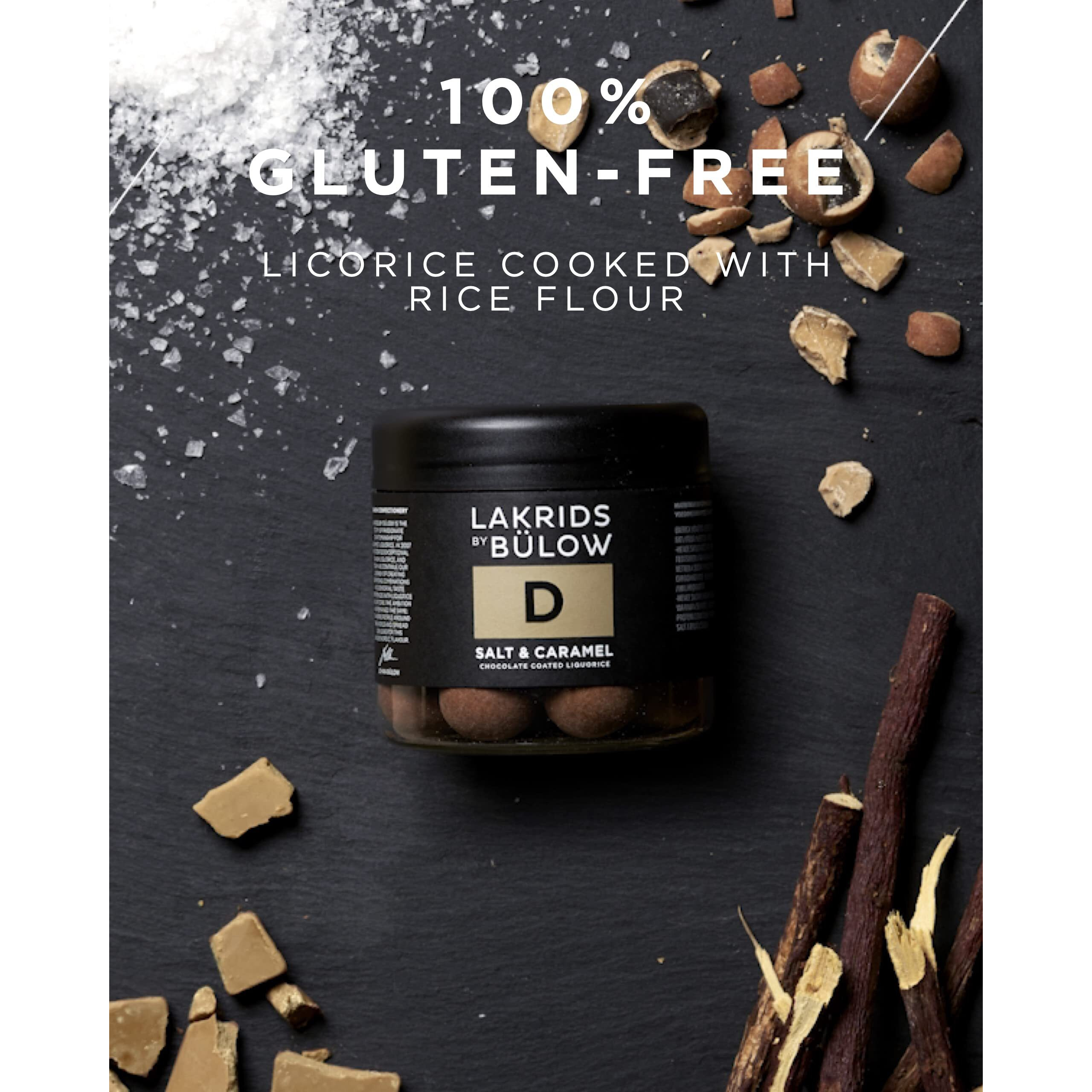 Lakrids By Blow - D - Salt & Caramel - 4.41 Oz - Chocolate Coated Gourmet Licorice - Authentic Scandinavian Candy Produced In Denmark