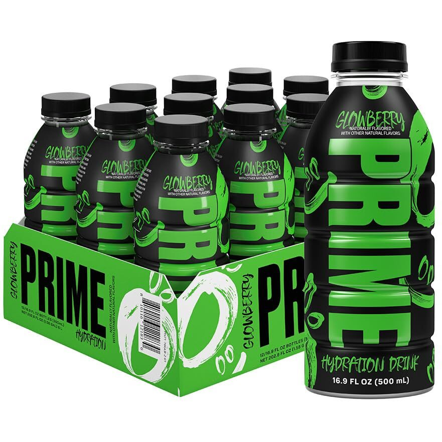 Prime Hydration Sports Drink By Logan Paul & Ksi Glowberry - 12 X 500Ml Pack