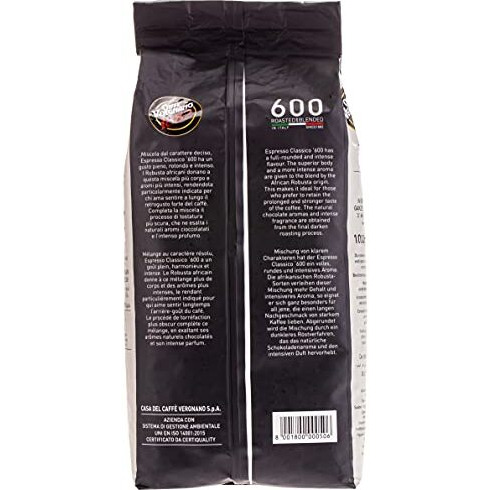 Caffe Vergnano Espresso Roast "&quotClassico 600 Blend"" Whole Bean Coffee | 2.2 Lb Bag (1 Kilo) | Imported From Italy