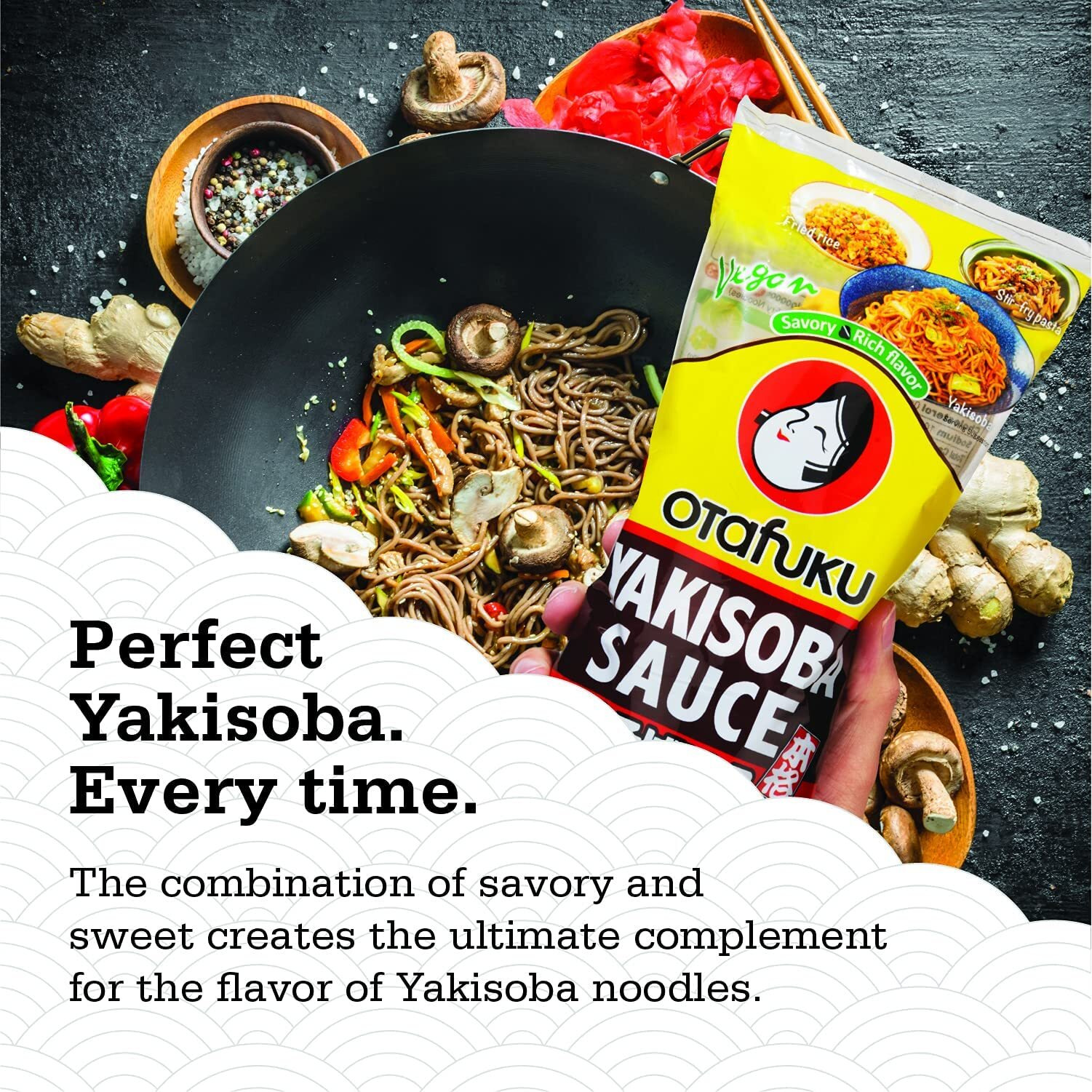 Otafuku Yakisoba Sauce For Japanese Stir Fry Noodles, Vegan Yakisoba Sauce Authentic Umami Flavor - No Artificial Flavors, Colors Or Preservatives (17.6 Oz)