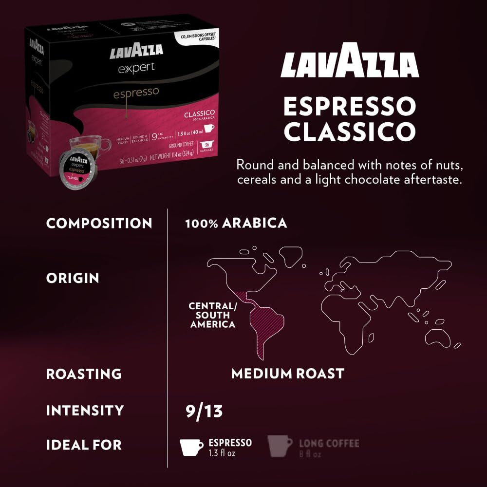 Lavazza Expert Variety Pack, Blended And Roasted In Italy, Light Through Dark Roast, Full -Bodied, Sweet, Aromatic, Intense, Peristent Blends, (36 Count) - Value Pack