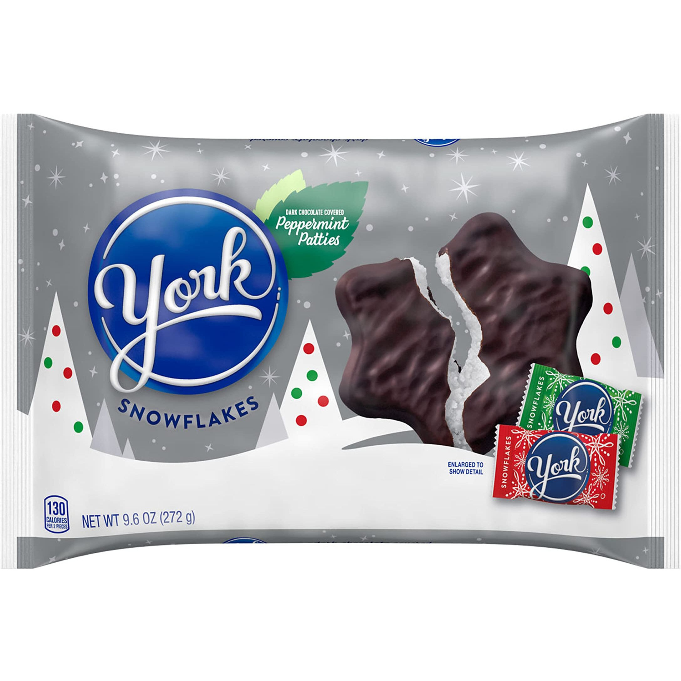 York Dark Chocolate Peppermint Patties Snowflakes, Christmas Candy Bag, 9.6 Oz