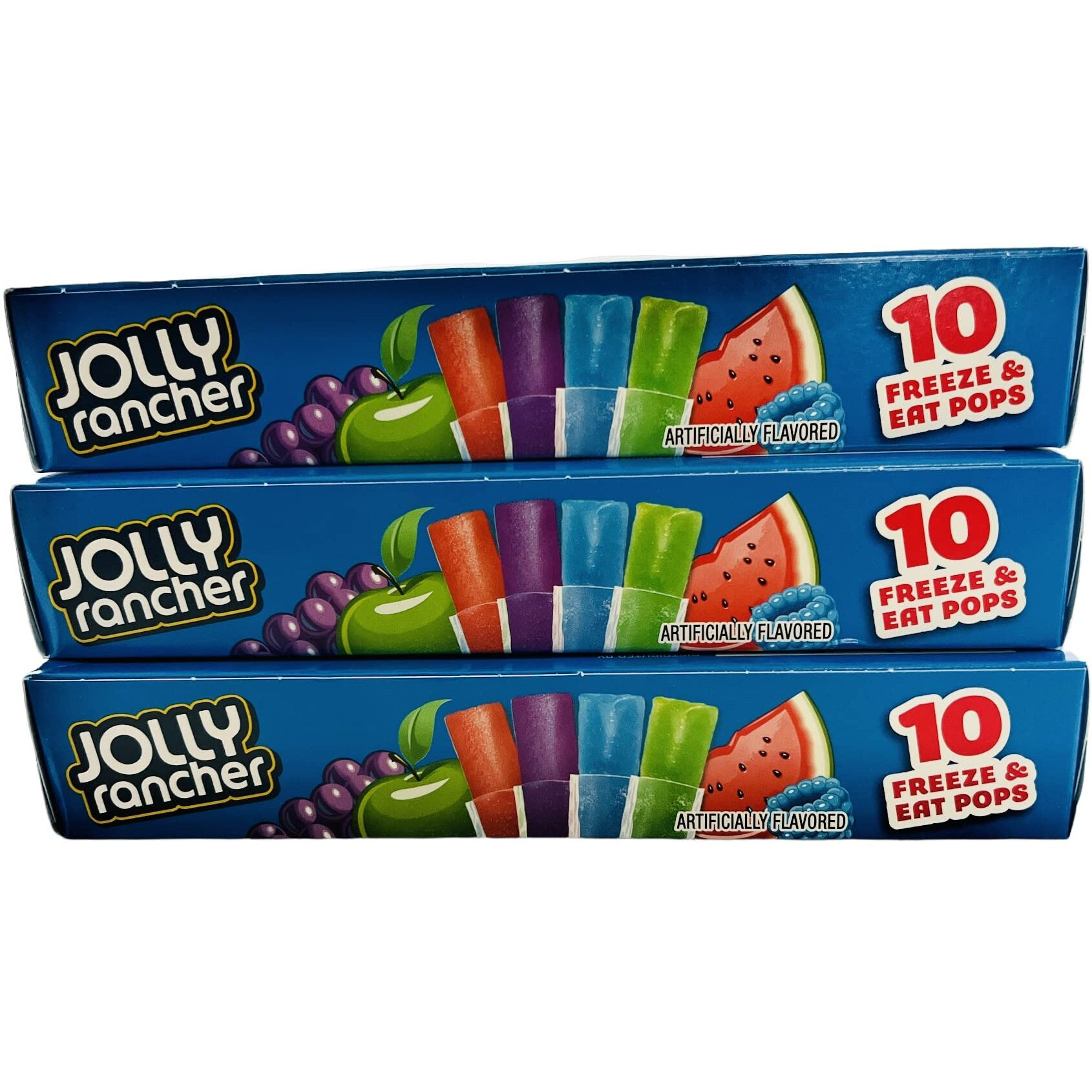 Jolly Rancher Freezer Pops, Watermelon, Green Apple, Grape, Blue Raspberry, 10 Ct (Pack Of 3)