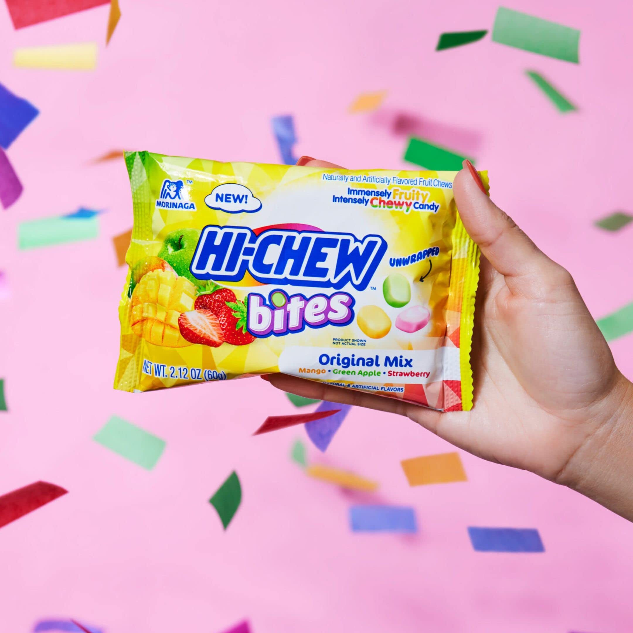 Hi-Chew Bites Original Mix, Pack Of 12 Bags, 2.12Oz Each | Mango Green Apple Strawberry Chewlets | Unique Fun Soft & Chewy Taffy Candy | Immensely Juicy Fruit Flavors