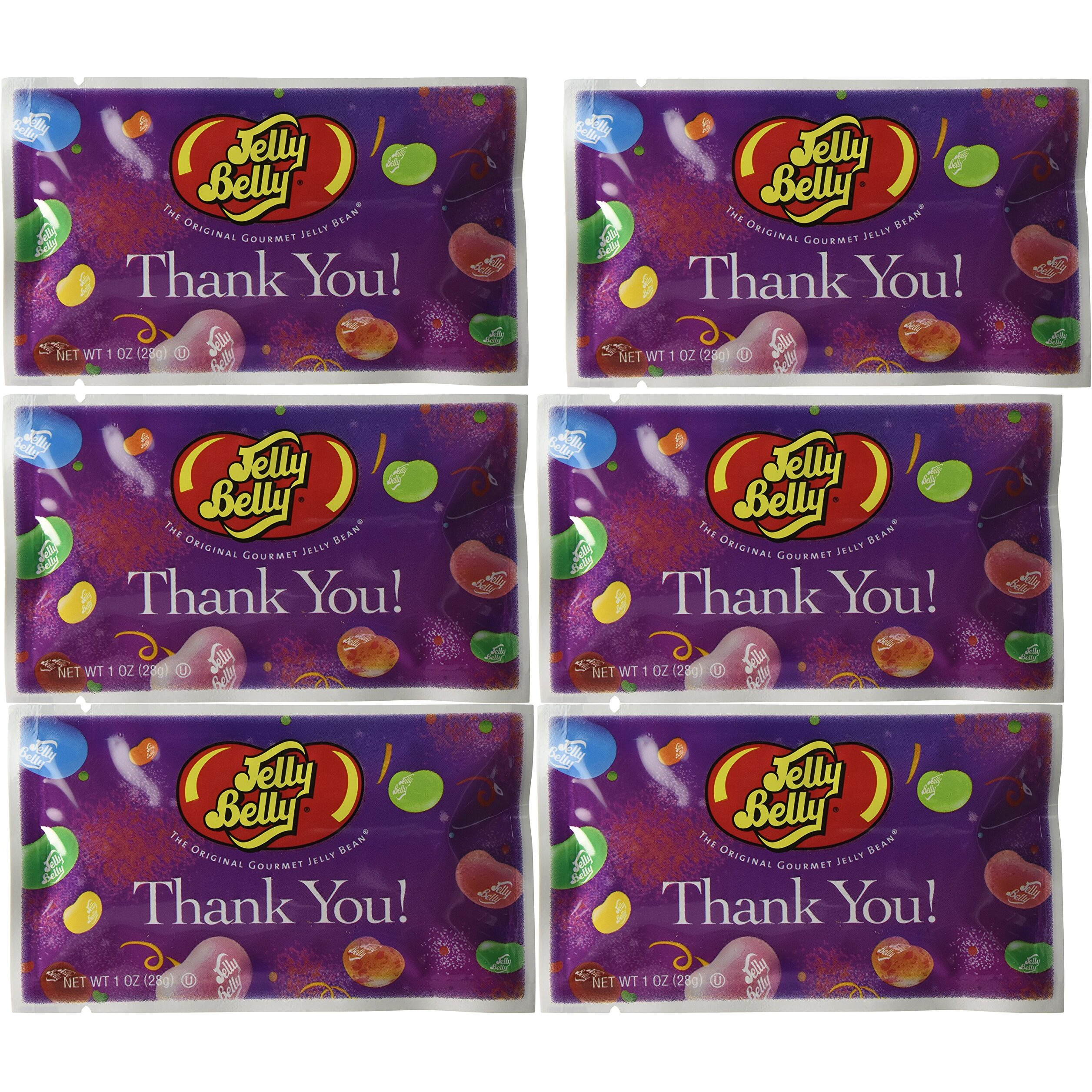 Thank You Assorted Flavors Jelly Beans - 1 Oz. Bag. 6 Count