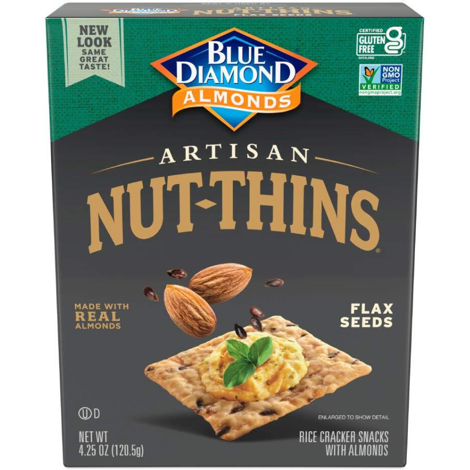 Blue Diamond Almonds Artisan Nut Thins Cracker Crisps, Flax Seeds, 4.25 Ounce (Pack Of 12)