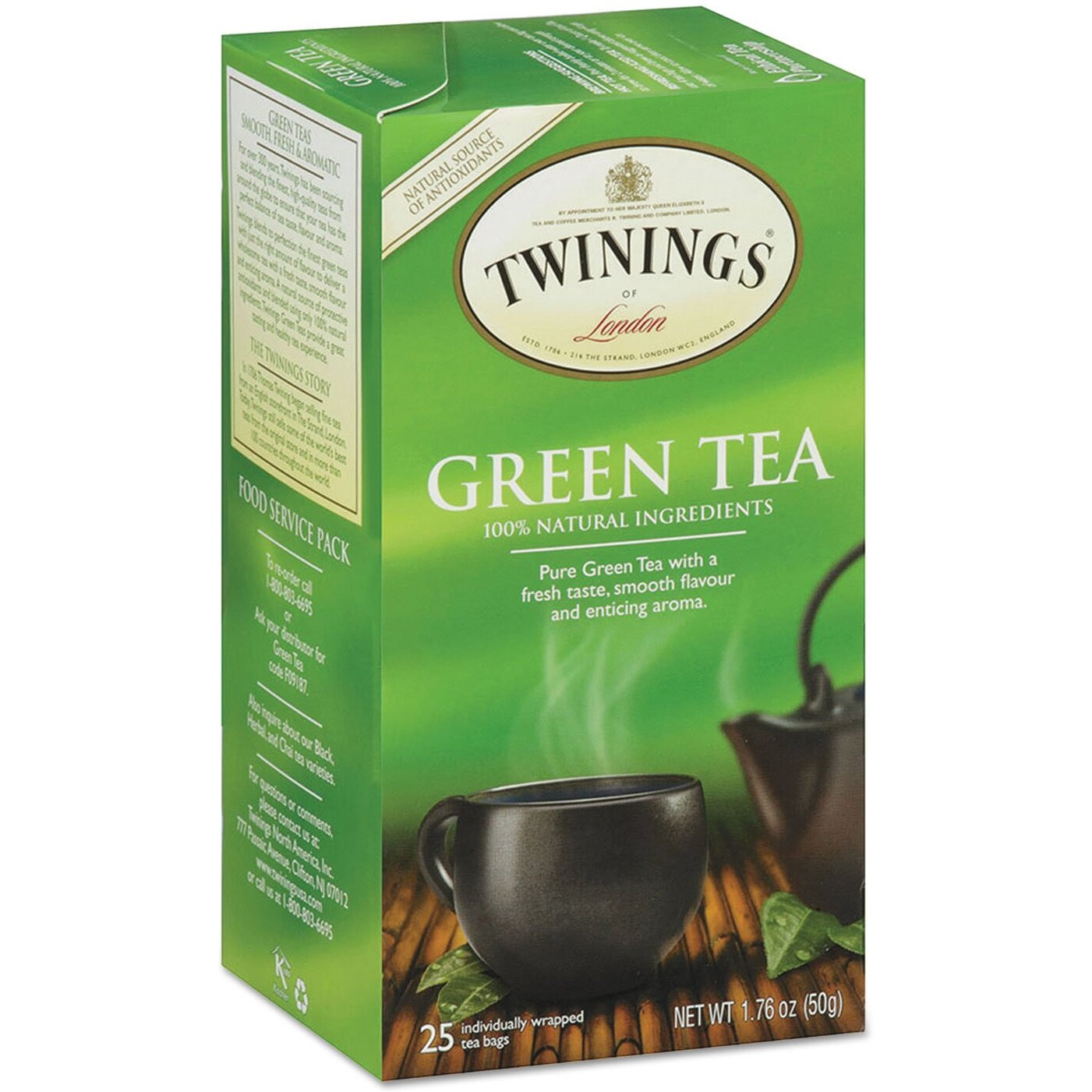Twinings 09187 Tea Bags, Green, 1.76 Oz, 25/Box