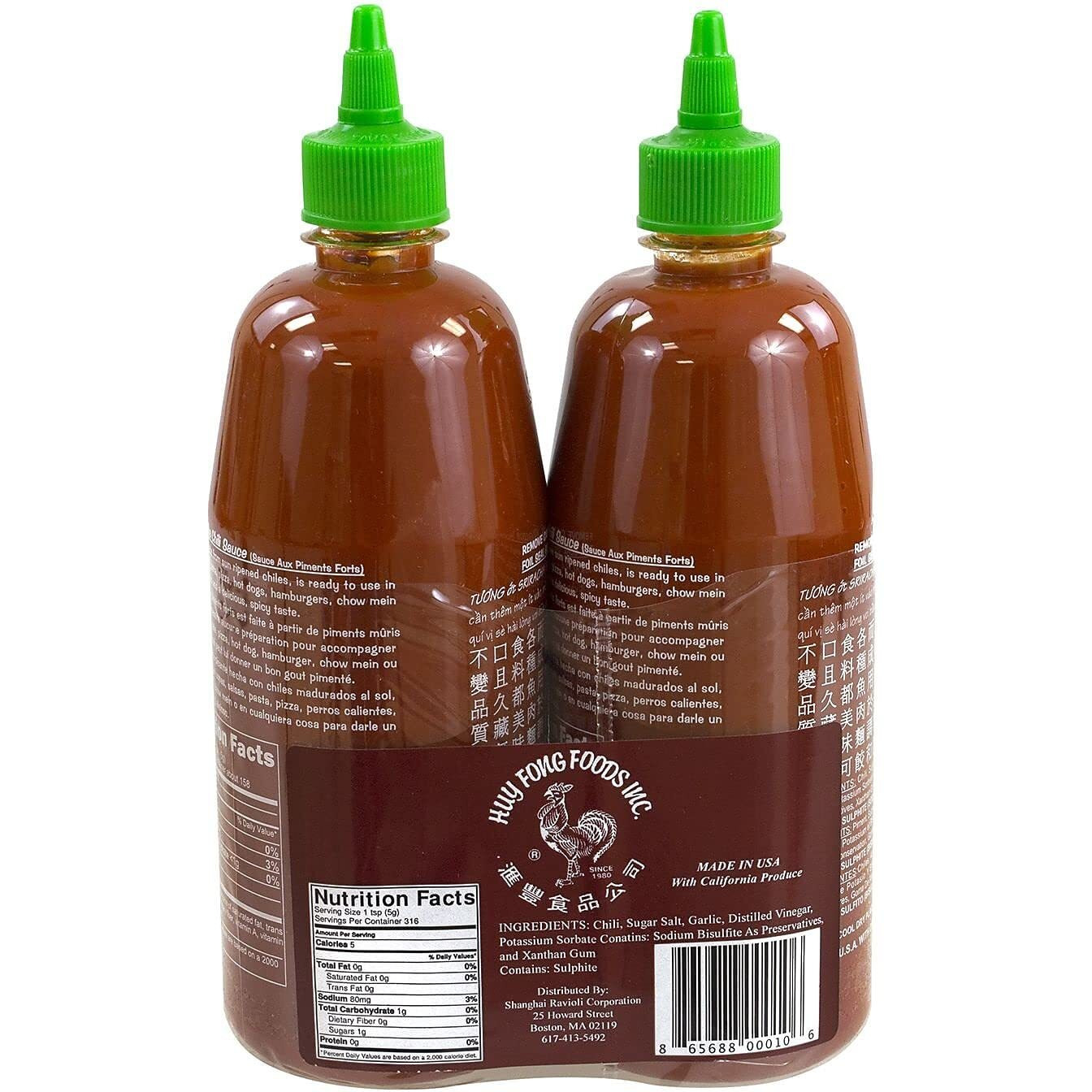 Huy Fong Sriracha Hot Chili Sauce Pack Of 2 (28 Oz)