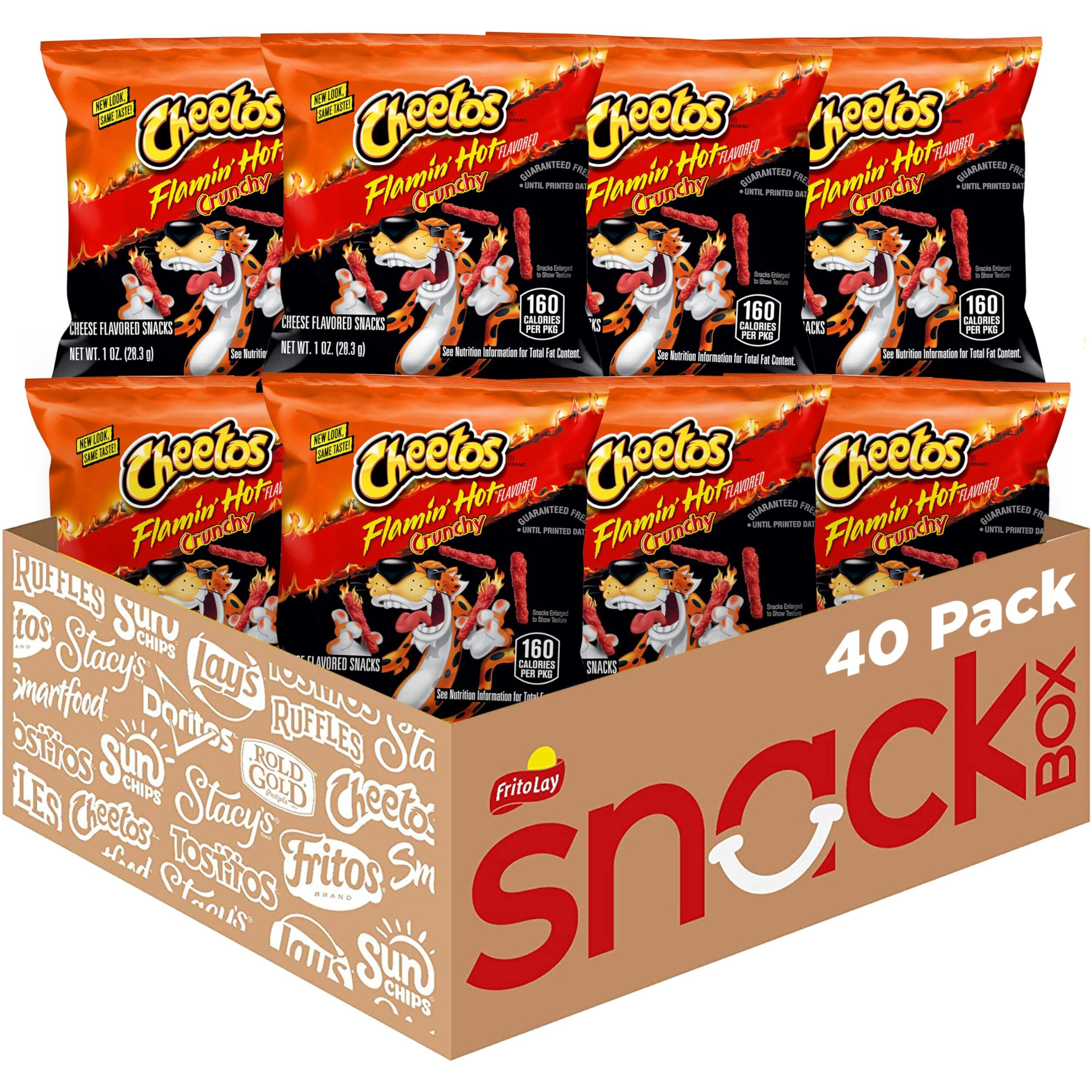 Cheetos Cheese Flavored Snacks, Flamin' Hot Crunchy, 1 Ounce (Pack Of 40)