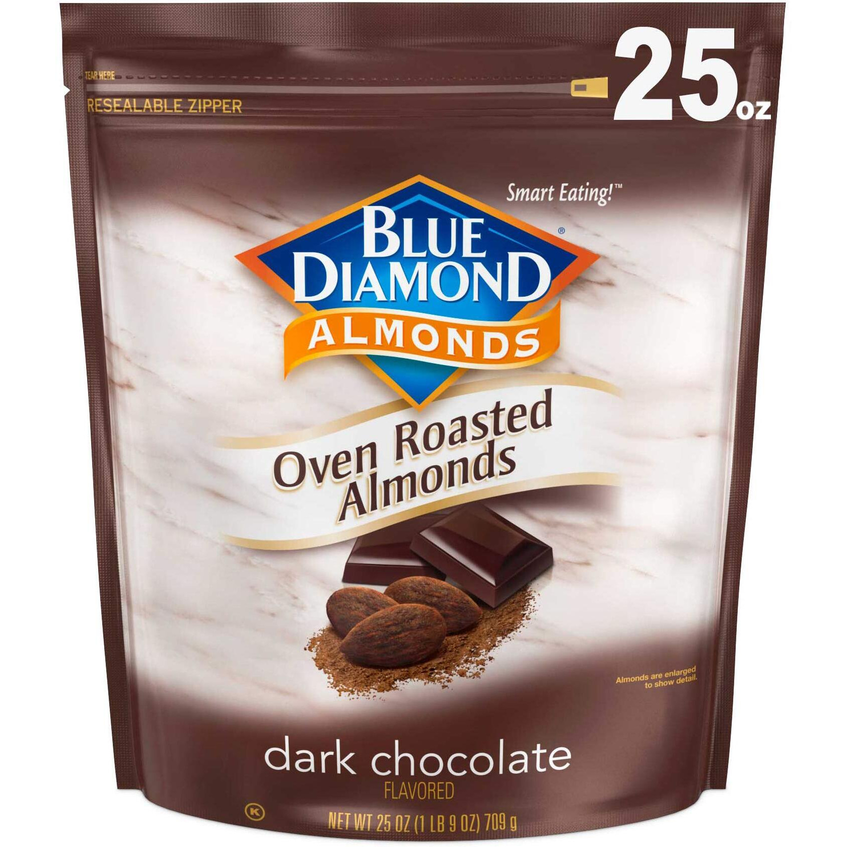 Blue Diamond Almonds Oven Roasted Dark Chocolate Flavored Snack Nuts, 25 Oz Resealable Bag (Pack Of 1)