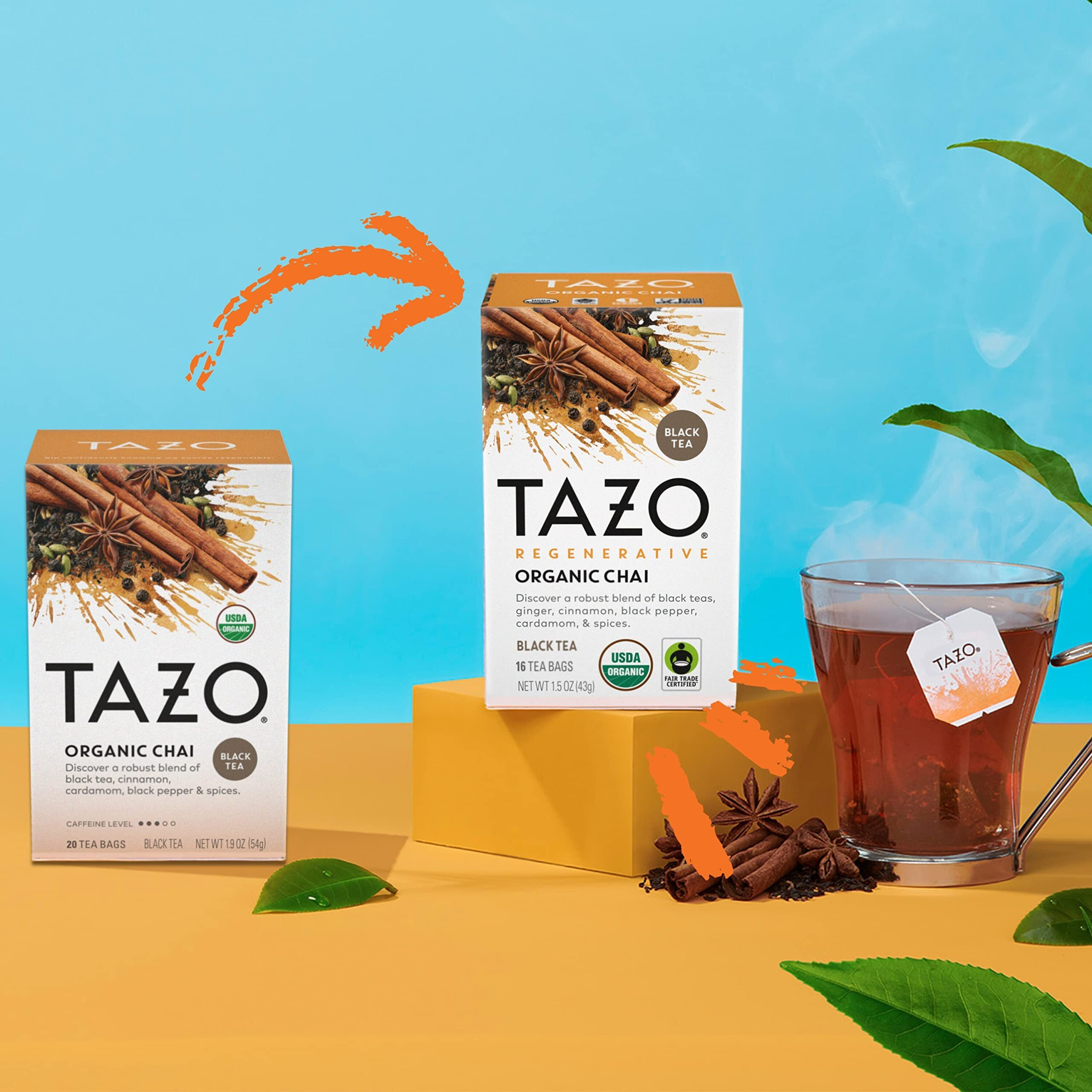 Tazo Regenerative Organic Chai Black Tea Bags, 16 Count (Pack Of 6)