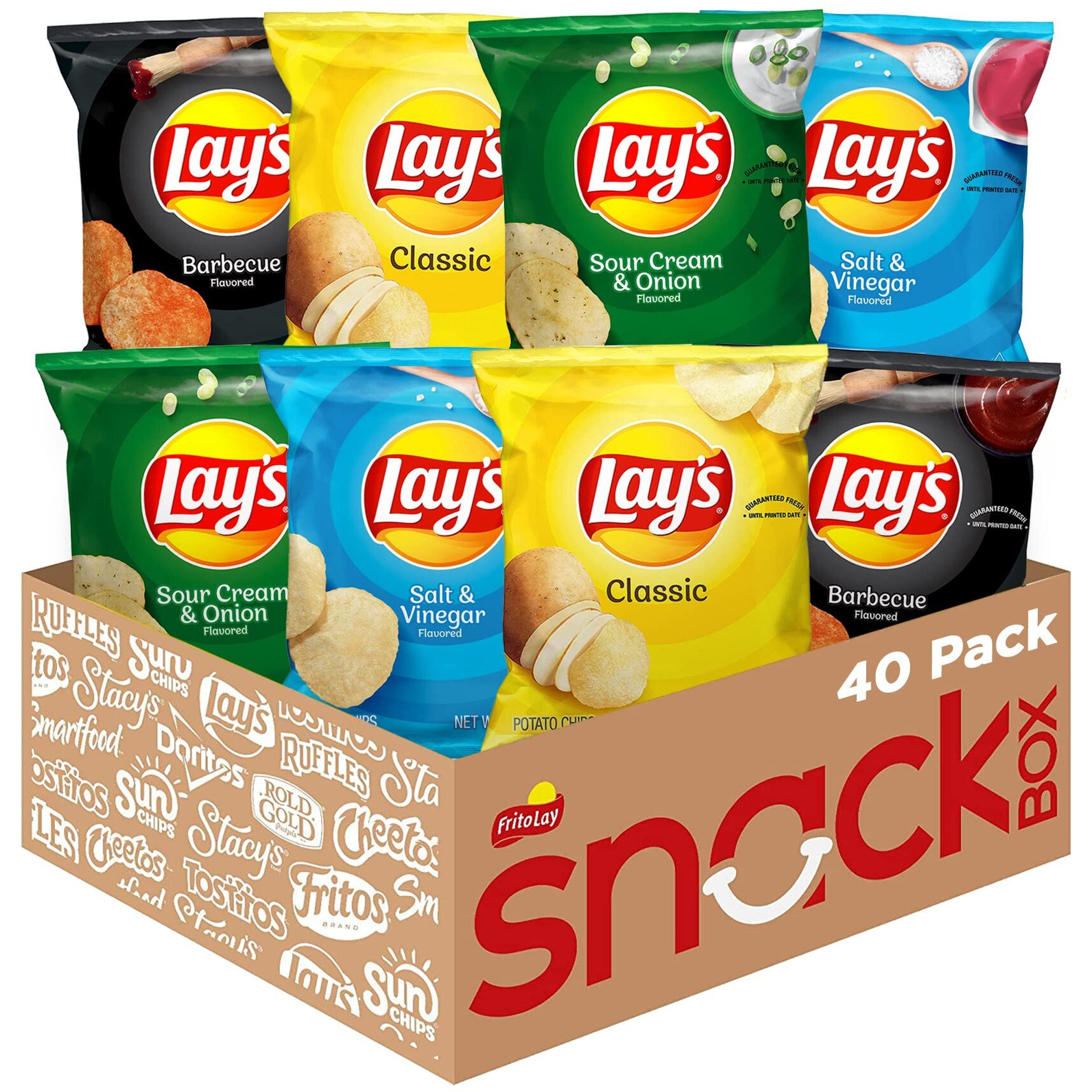Lay's Potato Chips, Variety Pack, 1 Ounce (Pack Of 40)