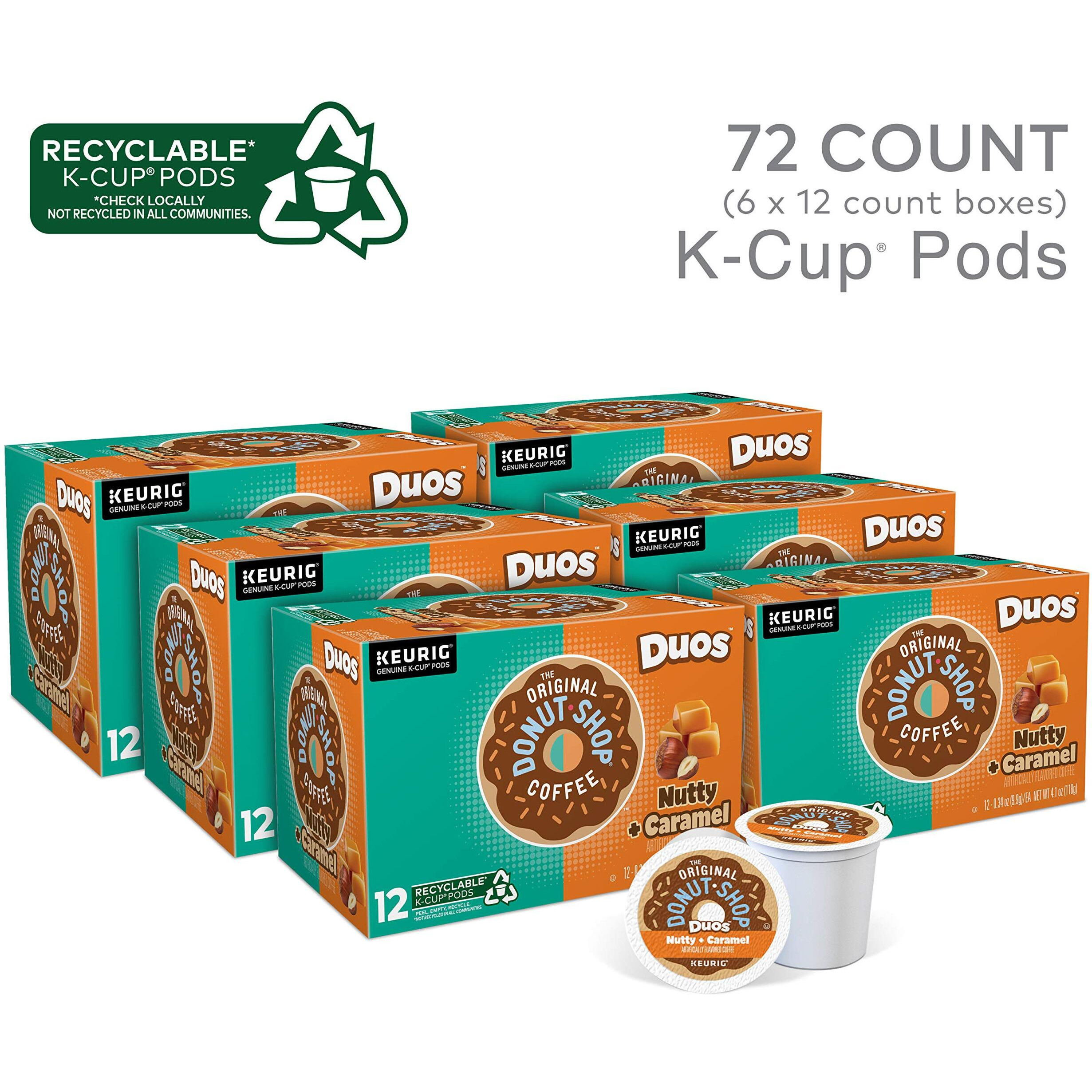 The Original Donut Shop Duos Nutty + Caramel Keurig Single-Serve K-Cup Pods, Light Roast Coffee, 72 Count (6 Packs Of 12)