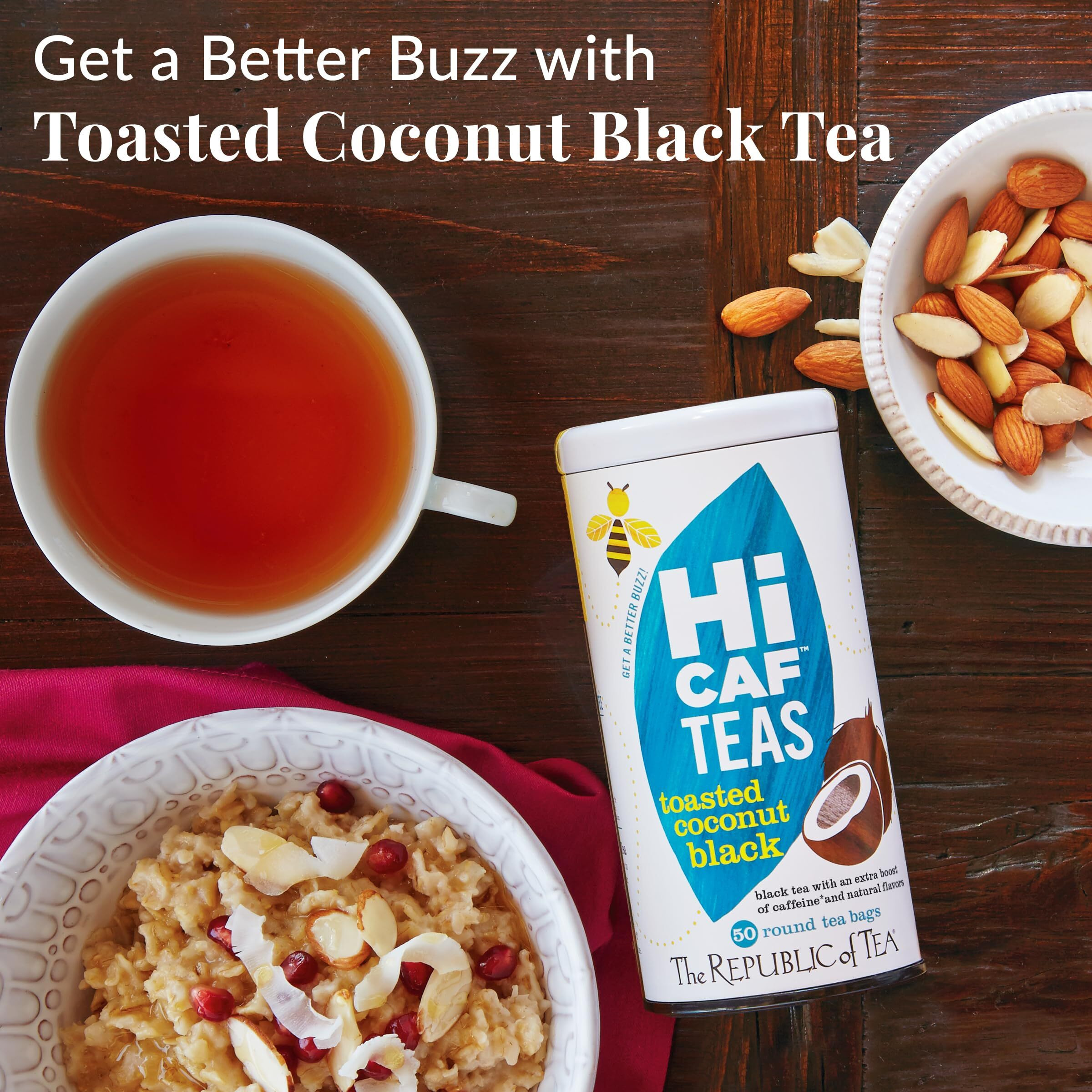 The Republic Of Tea - Hicaf Toasted Coconut Black Tea, 50 Tea Bags, High In Caffeine