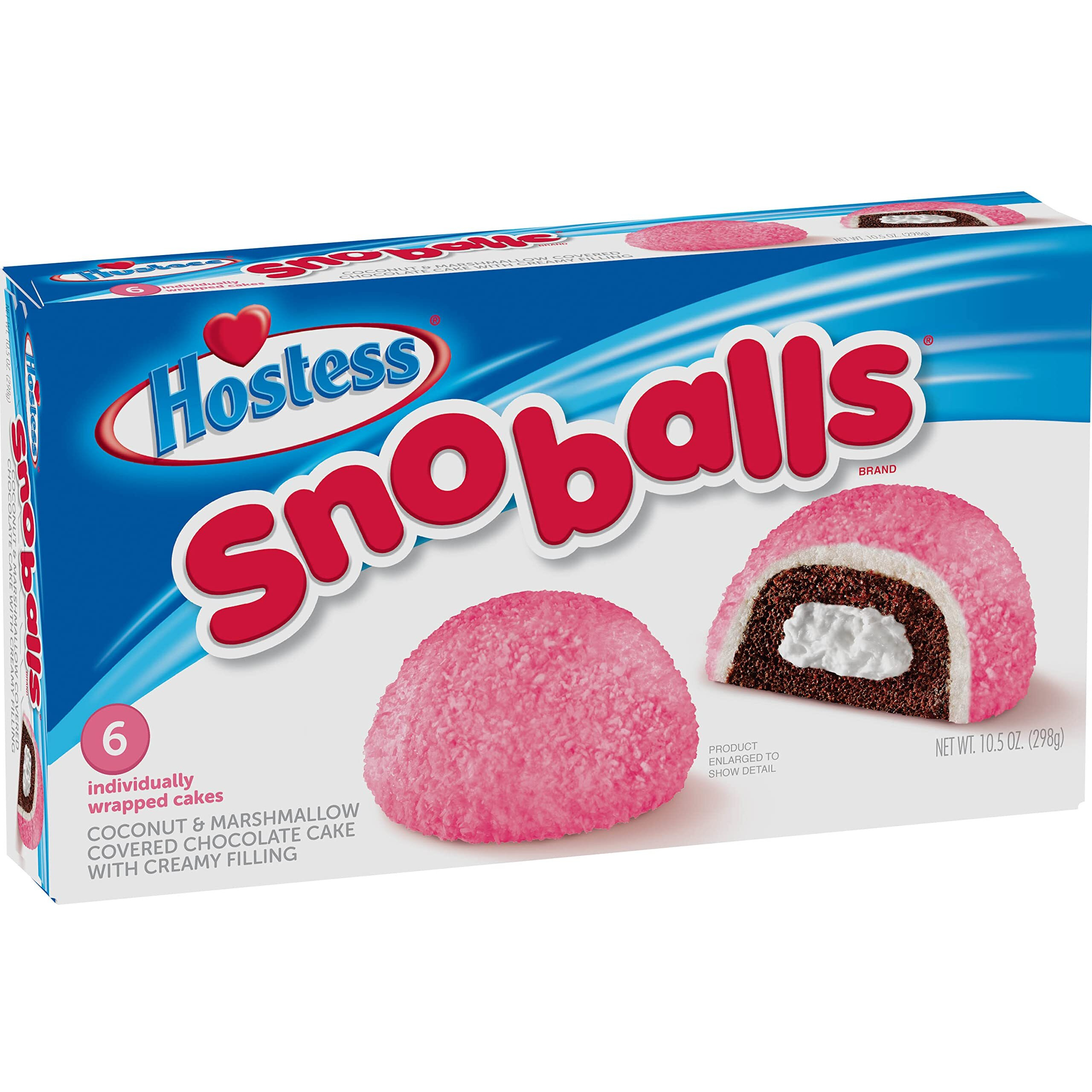 Hostess, "&quotThe Sweetest Comeback In History"", Various Styles And Flavors, 6 Count, 10.5Oz Box (Pack Of 3) (Sno Balls)