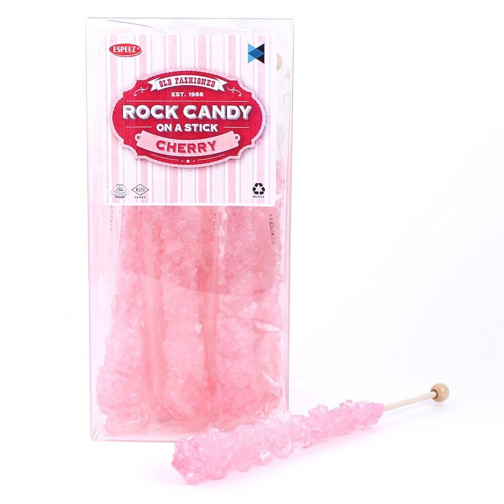 Extra Large Rock Candy Sticks 12 Pink Cherry Lollipop - Individually Wrapped - Crystal Rock Candy Sticks For Party Favors, Candy Buffet, Birthdays, Weddings, Receptions, Bridal And Girl Baby Shower