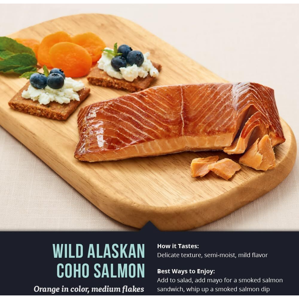 Seabear - Premium Wild Alaskan Smoked Sockeye, Coho, And Pink Salmon Trio - 18Oz Box