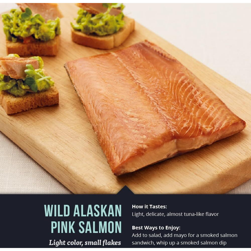 Seabear - Premium Wild Alaskan Smoked Sockeye, Coho, And Pink Salmon Trio - 18Oz Box