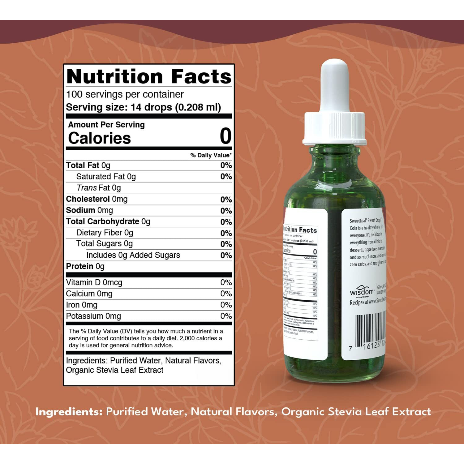 Sweetleaf Stevia Sweet Drops Cola - Liquid Stevia Drops Sweetener, Zero Calorie, Non-Gmo Flavored Stevia Liquid Sugar Substitute For Sugar-Free Sodas, Mixed Drinks, 2 Fl Oz