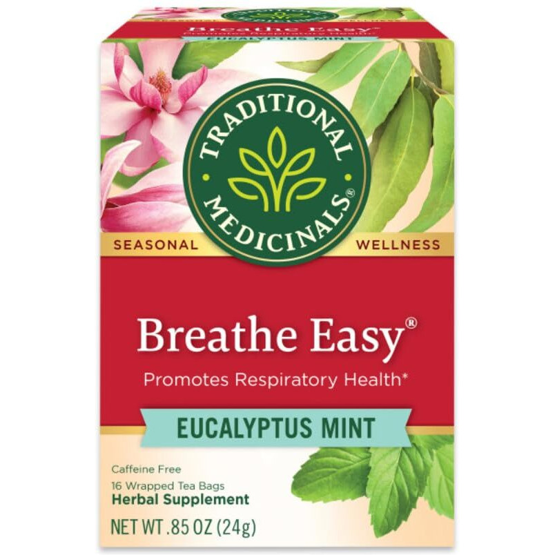Traditional Medicinals Breathe Easy Eucalyptus Mint Herbal Tea, Promotes Respiratory Health, (Pack Of 1) - 16 Tea Bags