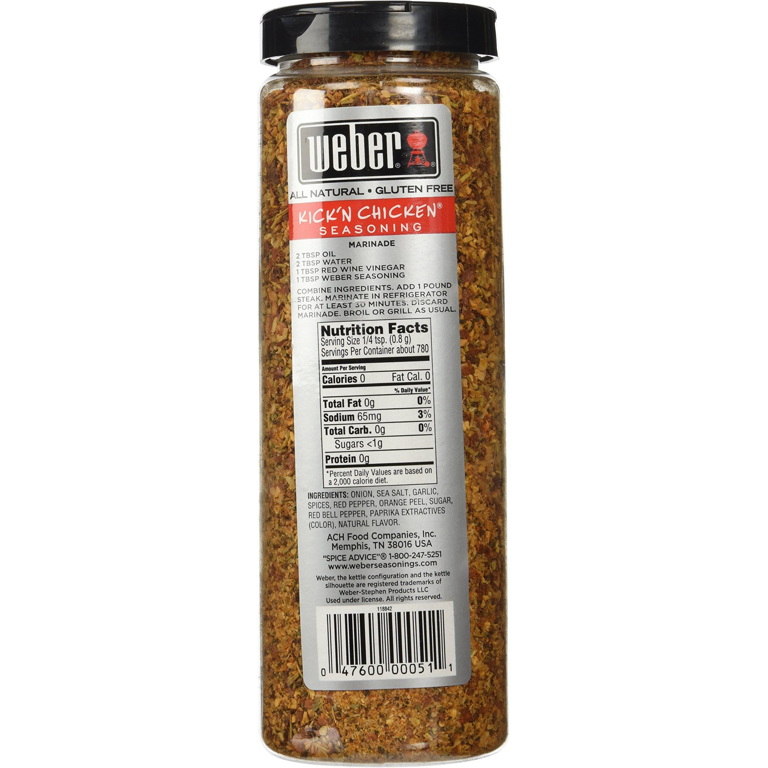 Weber Kick'N Chicken Seasoning 22 Oz. Made With Sea Salt - No Msg - Gluten Free - Perfect For Grilling