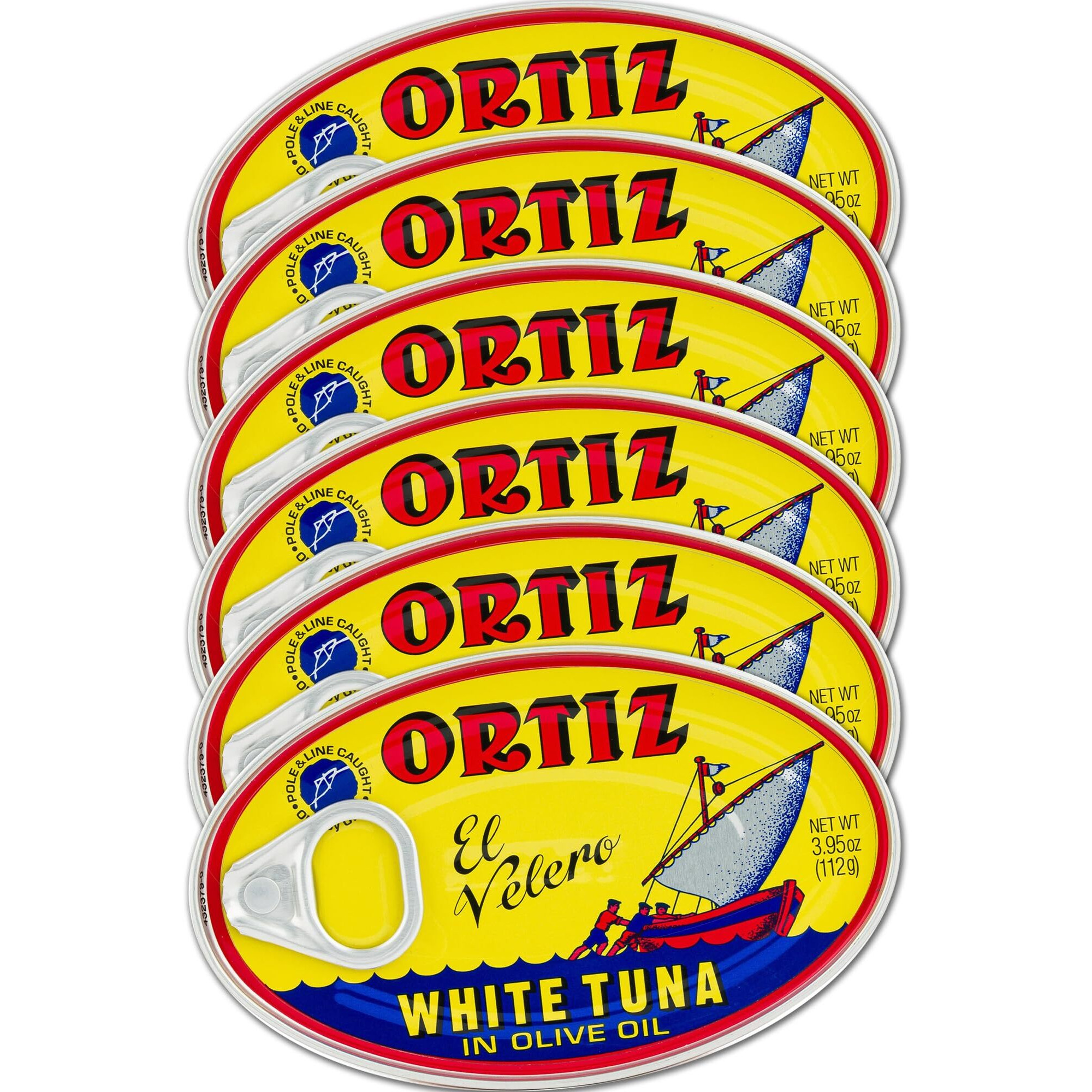 Ortiz Tuna In Olive Oil, 3.95Oz Oval Tin 6 Pack | Superior Canned Tuna In Olive Oil | Ortiz White Tuna In Olive Oil [3.95Oz/112Gr X 6 Tins]