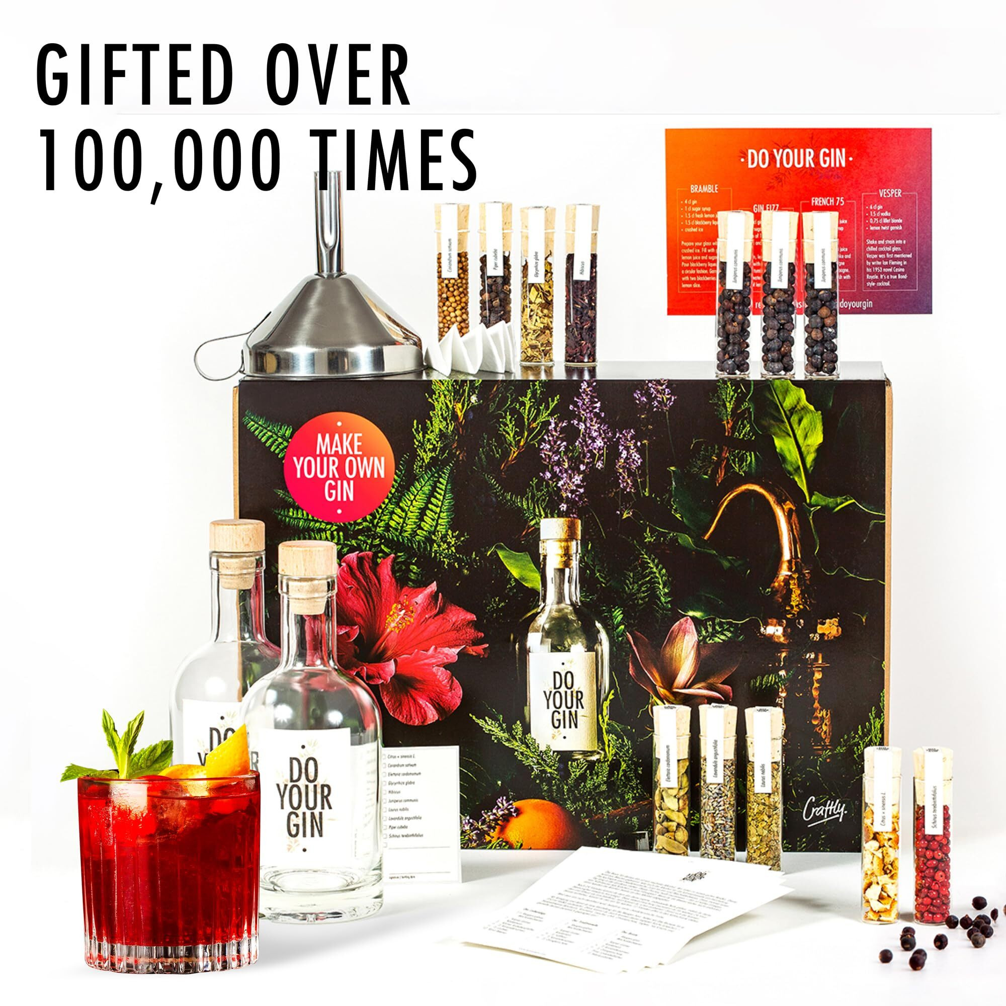 Do Your Gin L Diy Gin-Making Infusion Kit | Cocktail Kit | Bartender Gift Basket | Birthday Gifts For Men, Women For Him & Her | Alcohol Gift | 12 Botanicals, Bottles & Recipes
