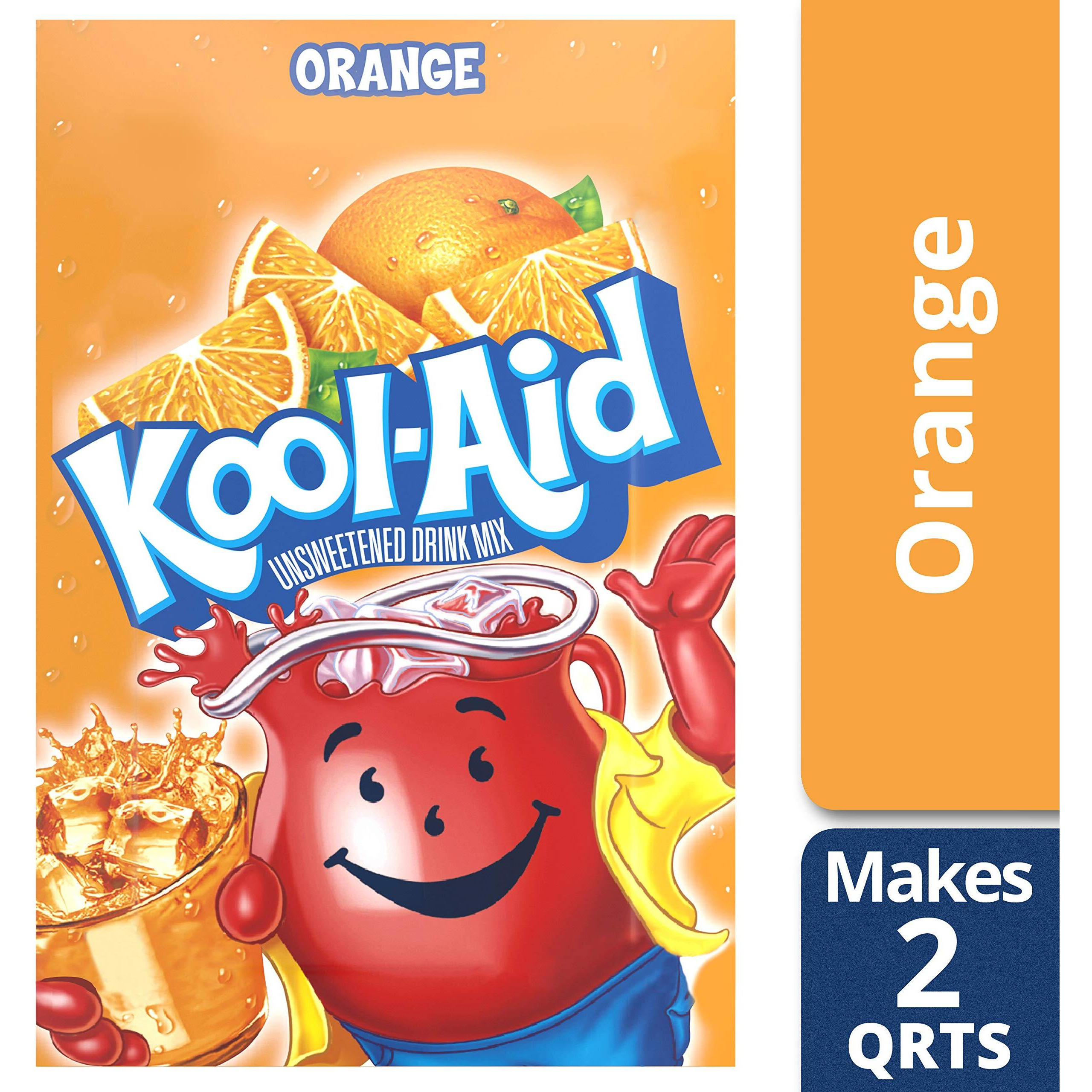 Kool-Aid Orange Unsweetened Soft Drink Mix, 0.15-Ounce Packets (Pack Of 96)