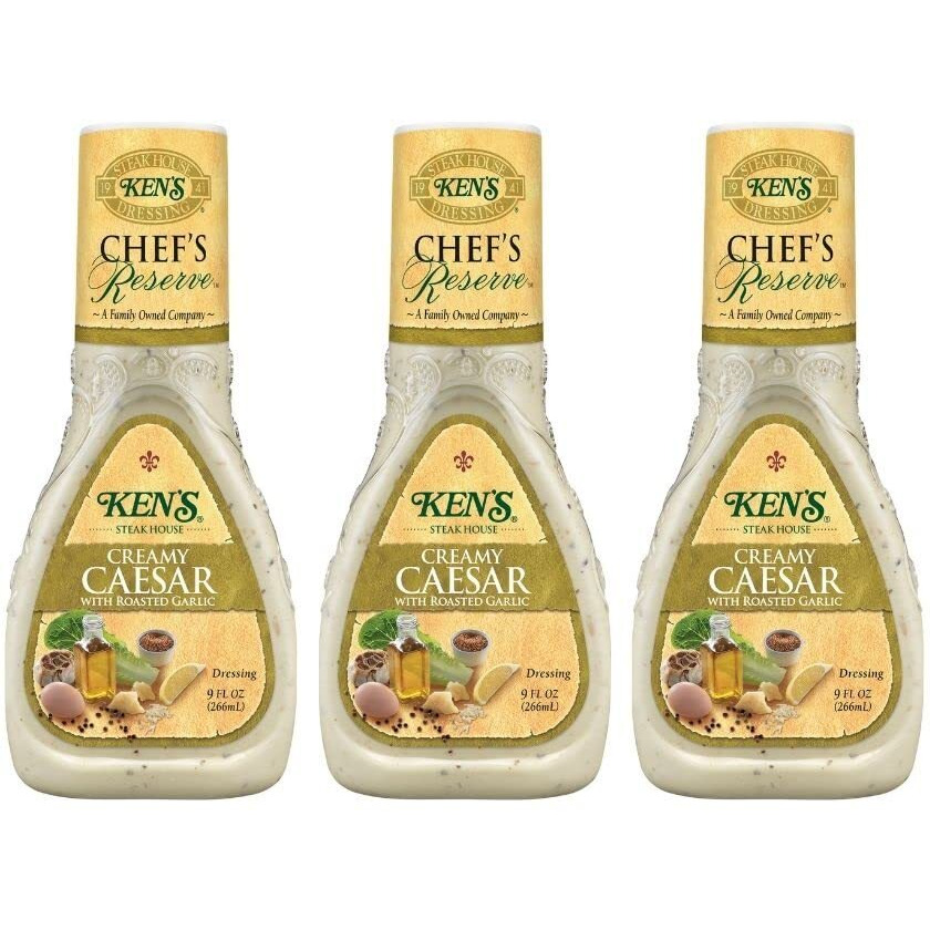 Ken's Steak House Chef's Reserve Creamy Caesar With Roasted Garlic Dressing (9 Fl Oz (Pack Of 3))