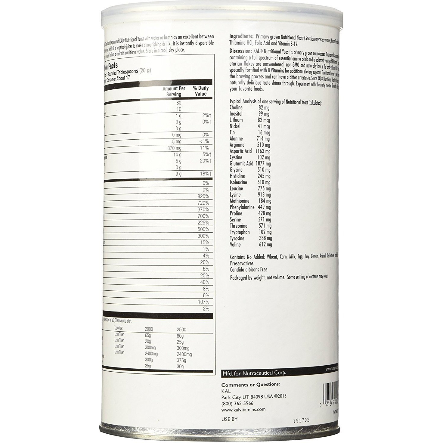 Kal Nutritional Yeast Flakes, Fortified With B12, Folic Acid & Other B Vitamins, Unsweetened, Great Nutty Flavor, Vegan & Gluten Free, 60-Day Money Back Guarantee, Made In The Usa, 34 Servings, 12Oz