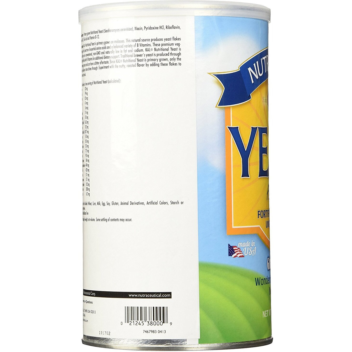 Kal Nutritional Yeast Flakes, Fortified With B12, Folic Acid & Other B Vitamins, Unsweetened, Great Nutty Flavor, Vegan & Gluten Free, 60-Day Money Back Guarantee, Made In The Usa, 34 Servings, 12Oz