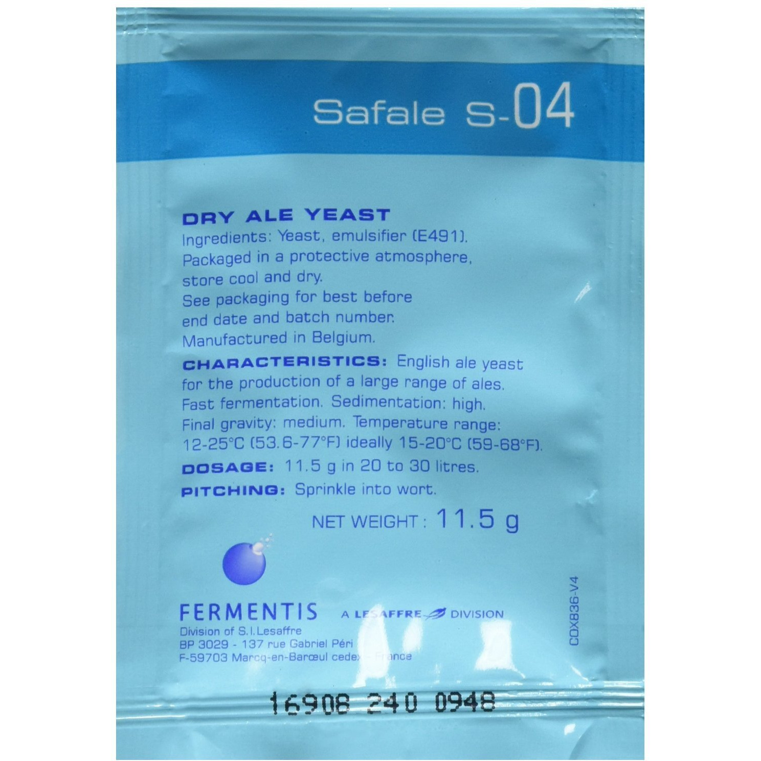 Fermentis S-04X3 Safale S-04 Multicolor (3 Ct.11.5 G Packs)