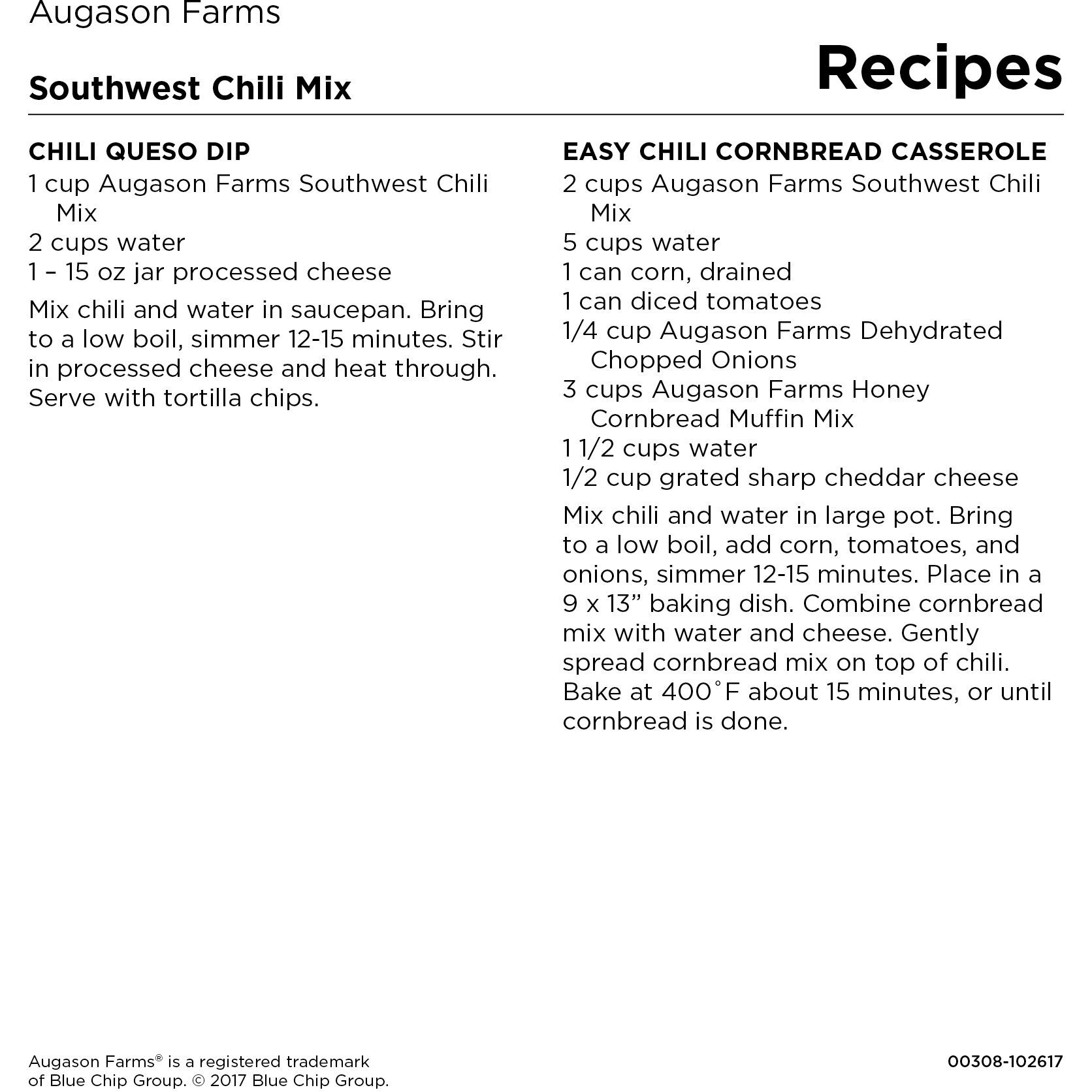 Augason Farms Southwest Chili Mix Net Wt. 3 Lbs 10 Oz (1.65 Kg)