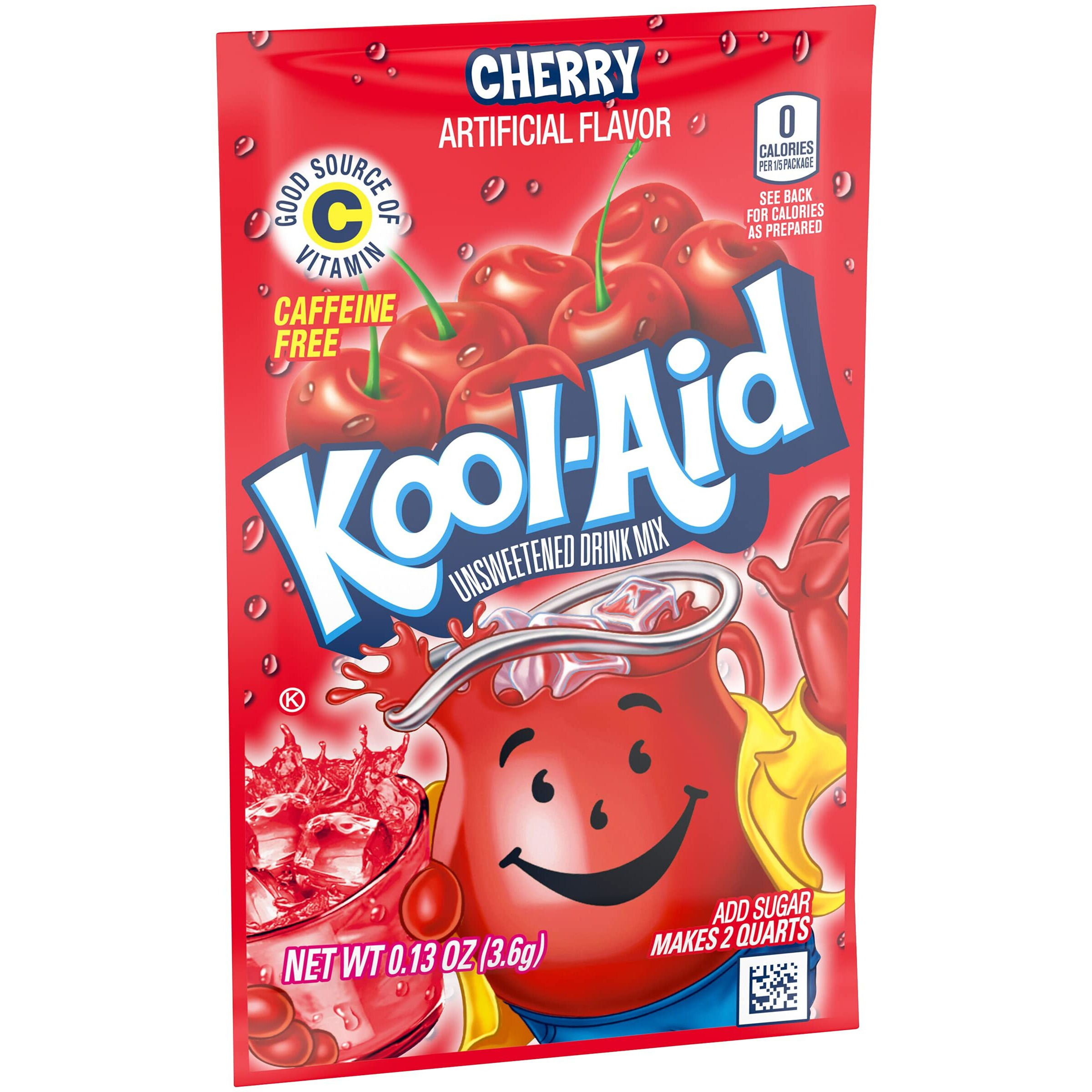 Kool-Aid Cherry Unsweetened Soft Drink Mix, 0.13-Ounce Envelopes(Pack Of 48)