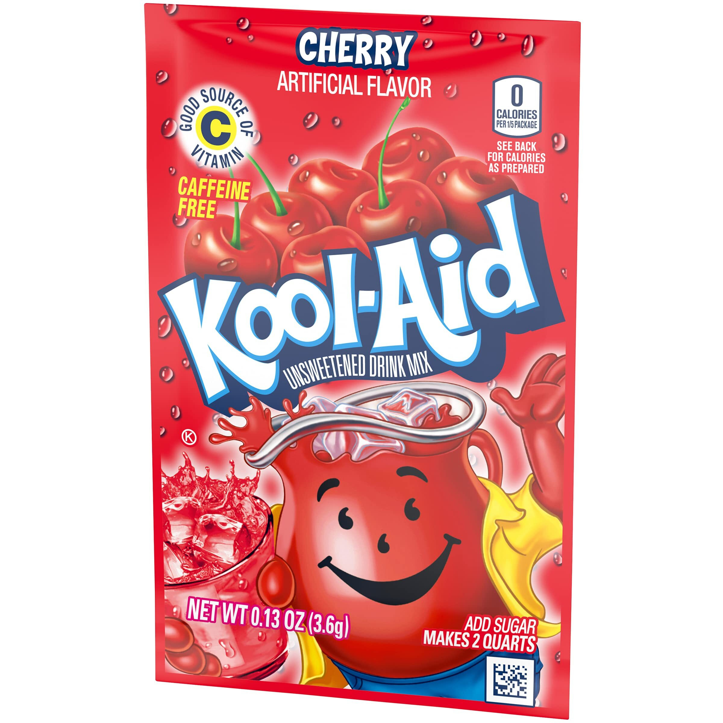 Kool-Aid Cherry Unsweetened Soft Drink Mix, 0.13-Ounce Envelopes(Pack Of 48)
