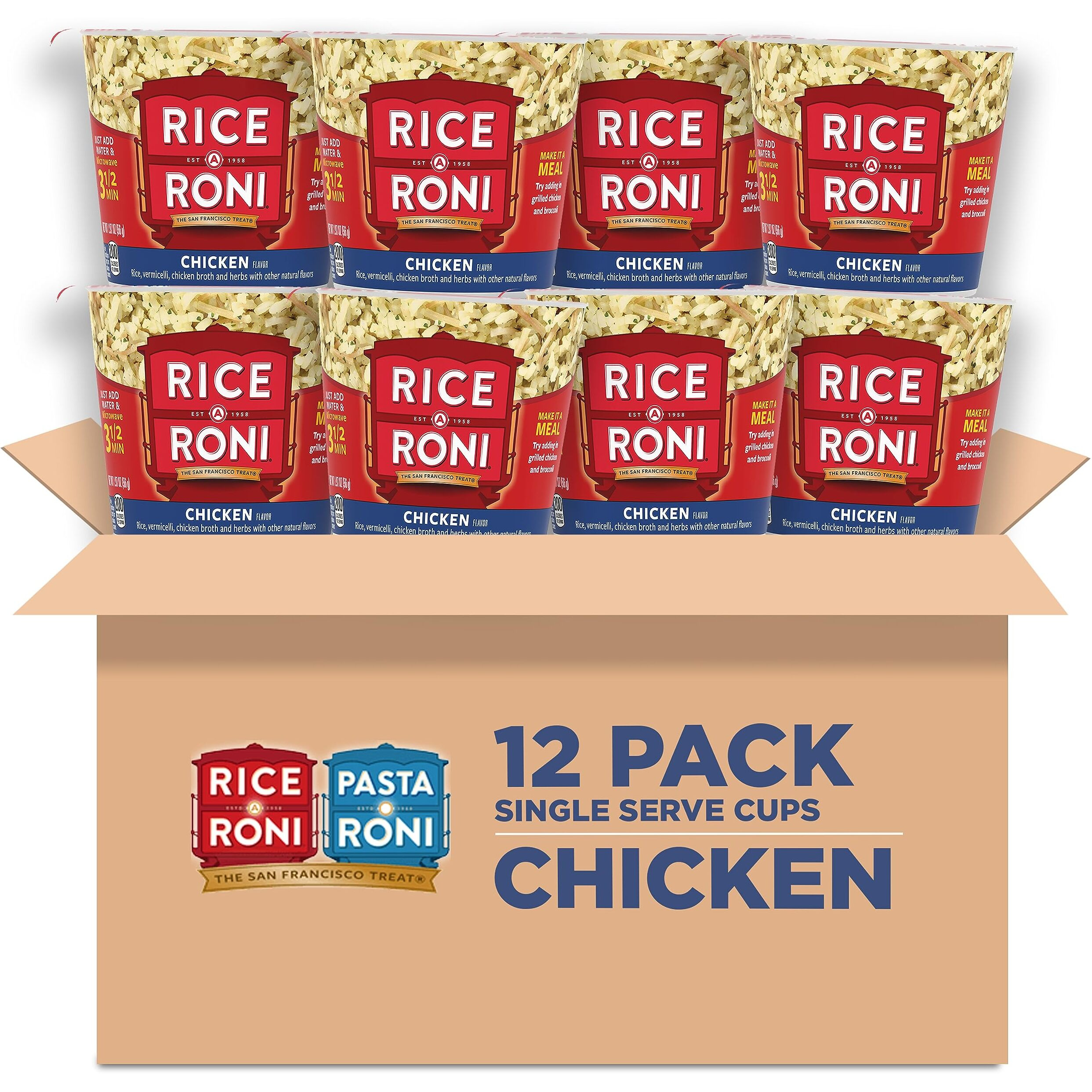 Rice-A-Roni Cups, Chicken Flavor, 1.97Oz Pack Of 12 Cups